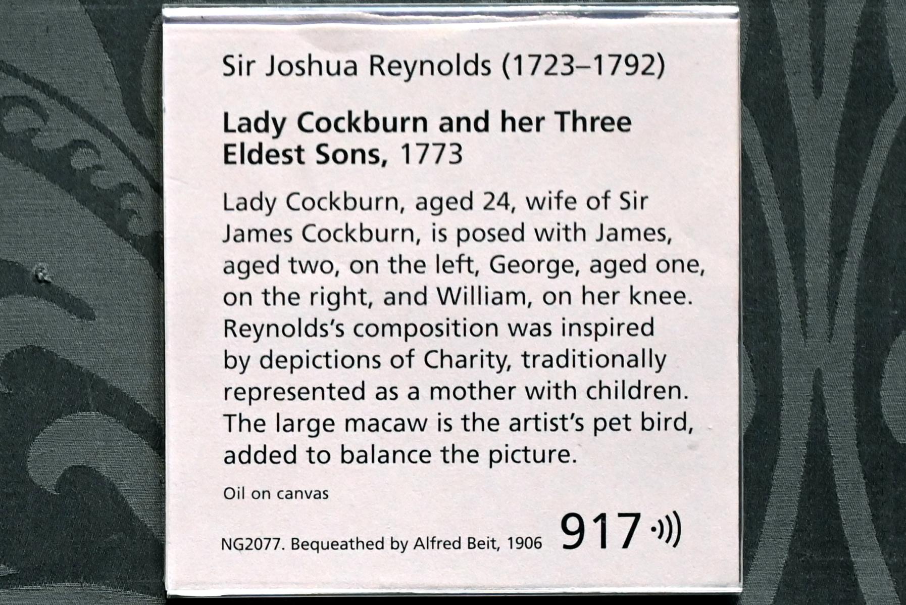 Joshua Reynolds (1754–1789), Lady Cockburn und ihre drei ältesten Söhne, London, National Gallery, Saal 34, 1773, Bild 2/2