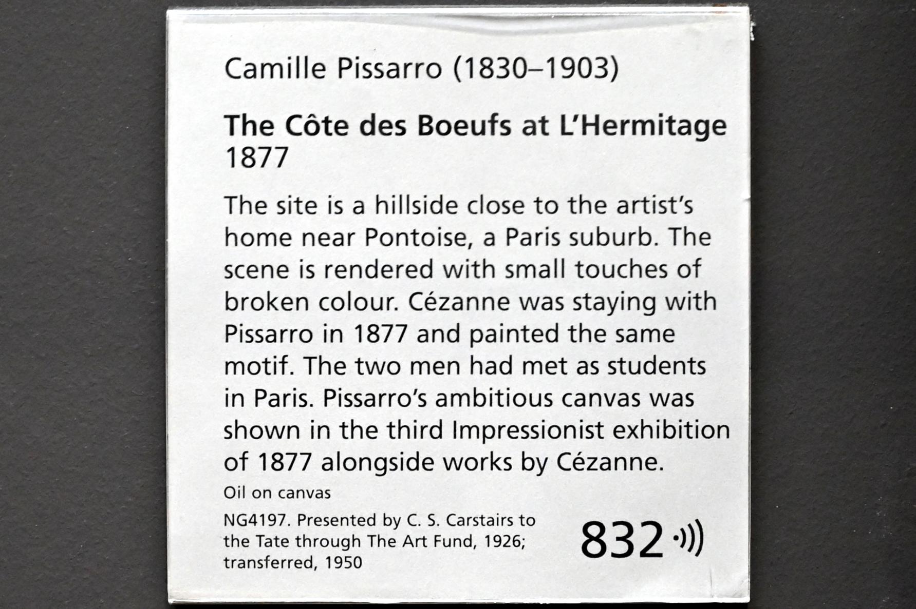 Camille Pissarro (1863–1903), Die Côte des Bœufs in L´Hermitage, London, National Gallery, Saal 41, 1877, Bild 2/2