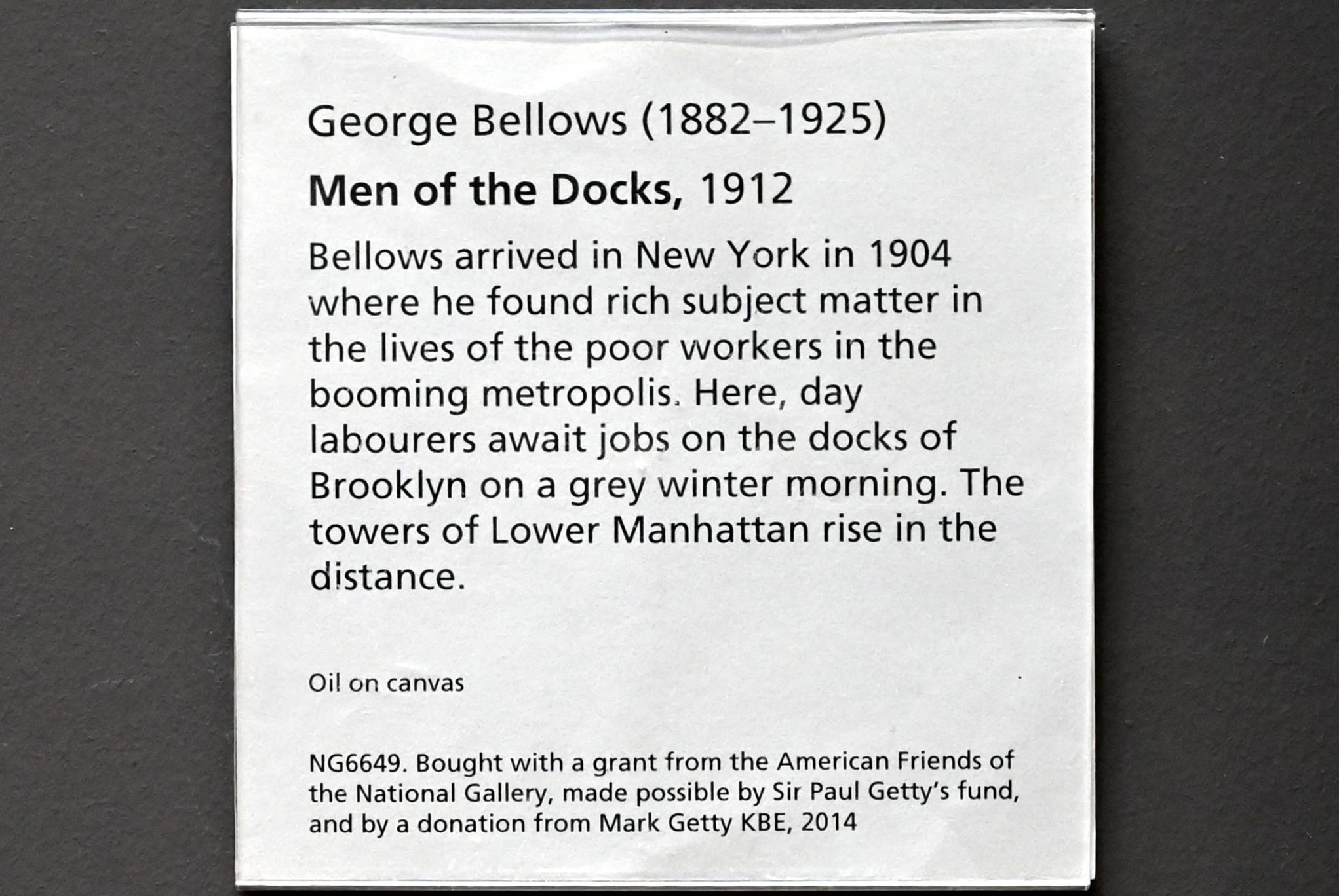 George Wesley Bellows (1908–1912), Männer der Docks, London, National Gallery, Saal 41, 1912, Bild 2/2