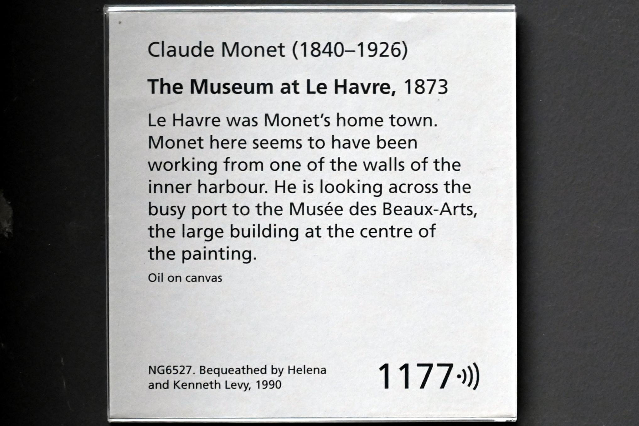 Claude Monet (1864–1925), Das Museum in Le Havre, London, National Gallery, Saal 41, 1873, Bild 2/2