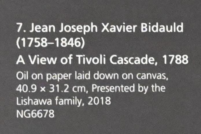 Jean-Joseph-Xavier Bidauld (1788–1818), Der Wasserfall von Tivoli, London, National Gallery, Saal 43, 1788, Bild 2/2