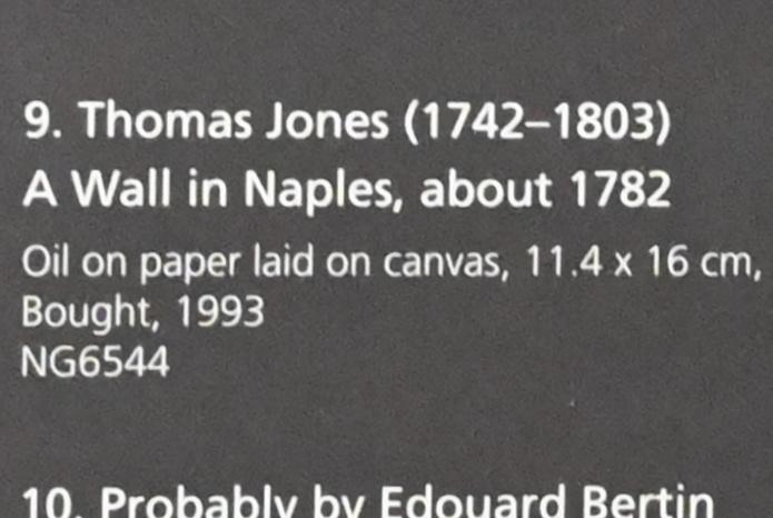 Thomas Jones (1777–1786), Mauer in Neapel, London, National Gallery, Saal 43, um 1782, Bild 2/2