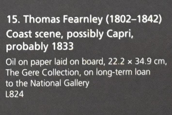 Thomas Fearnley (1833–1837), Italienische Küstenszene (auf Capri?), London, National Gallery, Saal 43, um 1833, Bild 2/2