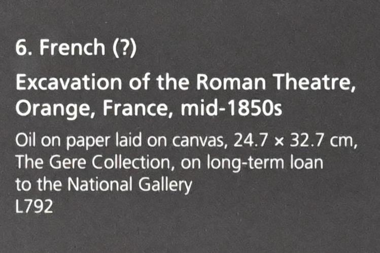Ausgrabung des römischen Theaters von Orange, London, National Gallery, Saal 43, um 1853–1857, Bild 2/2