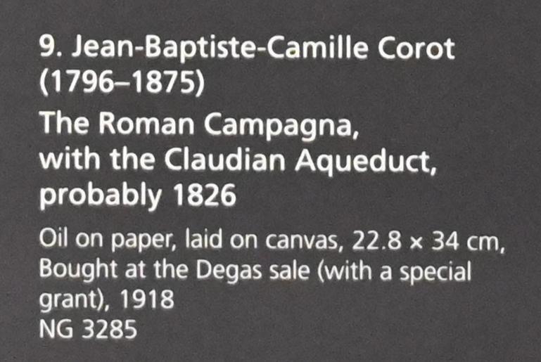 Jean-Baptiste Camille Corot (1823–1874), Die Campagna Romana mit der Aqua Claudia, London, National Gallery, Saal 43, 1826, Bild 2/2