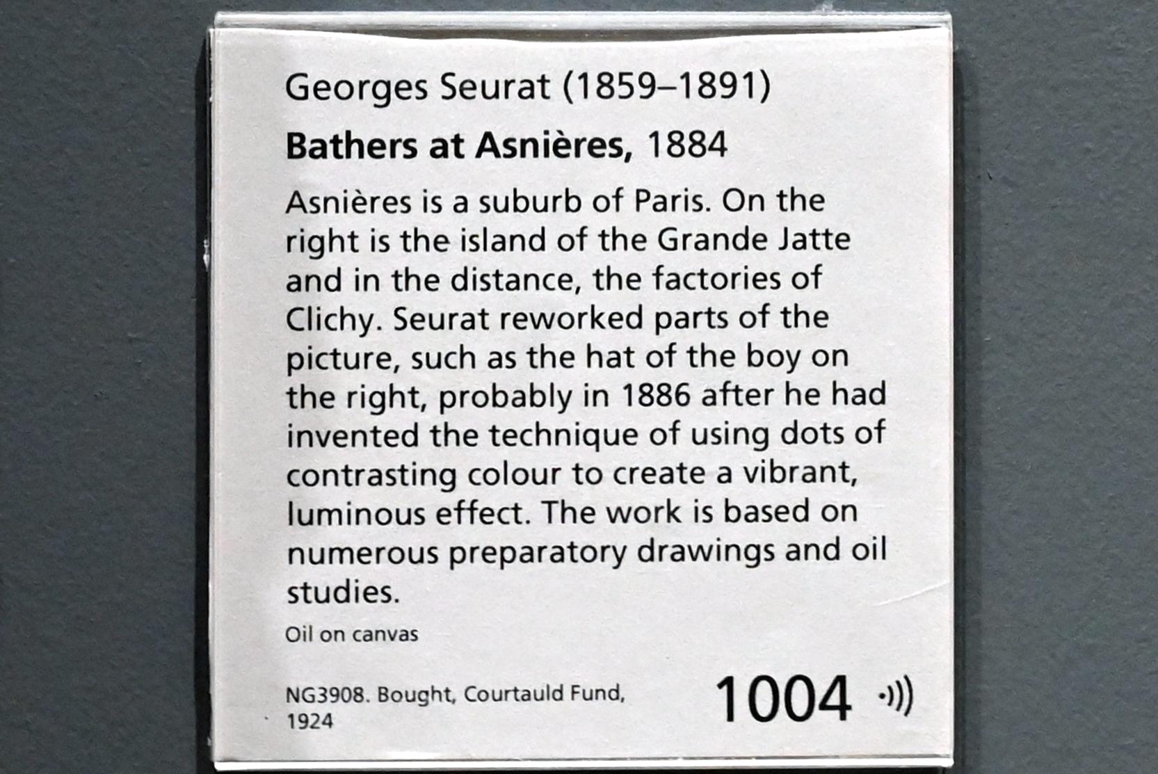 Georges Seurat (1879–1891), Badende bei Asnières-sur-Seine, London, National Gallery, Saal 40, 1884, Bild 2/2