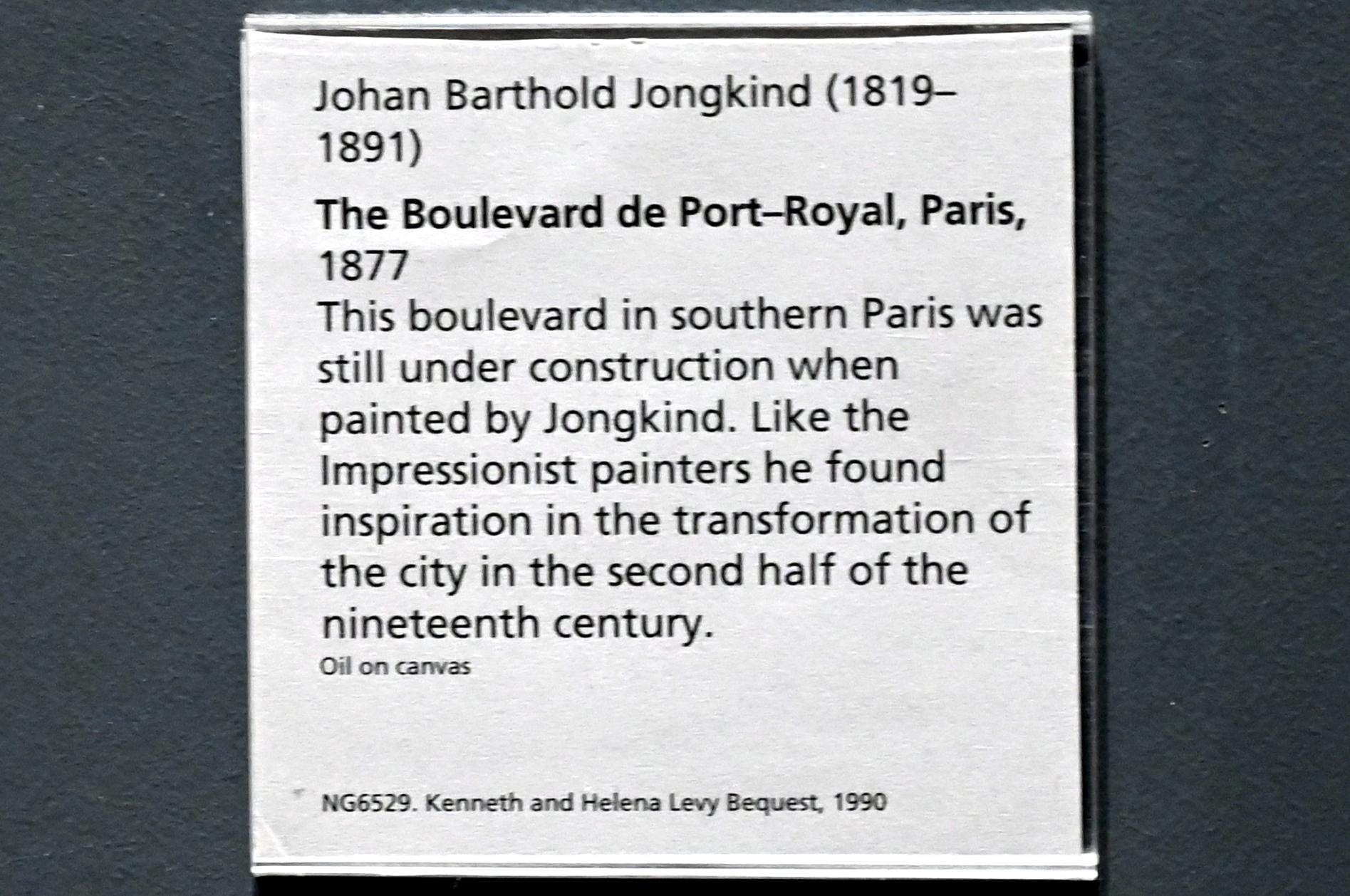 Johan Barthold Jongkind (1854–1877), Der Boulevard de Port-Royal in Paris, London, National Gallery, Saal 40, 1877, Bild 2/2