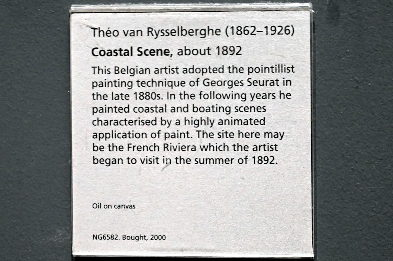 Théo van Rysselberghe (1887–1917), Küstenszene, London, National Gallery, Saal 40, um 1892, Bild 2/2