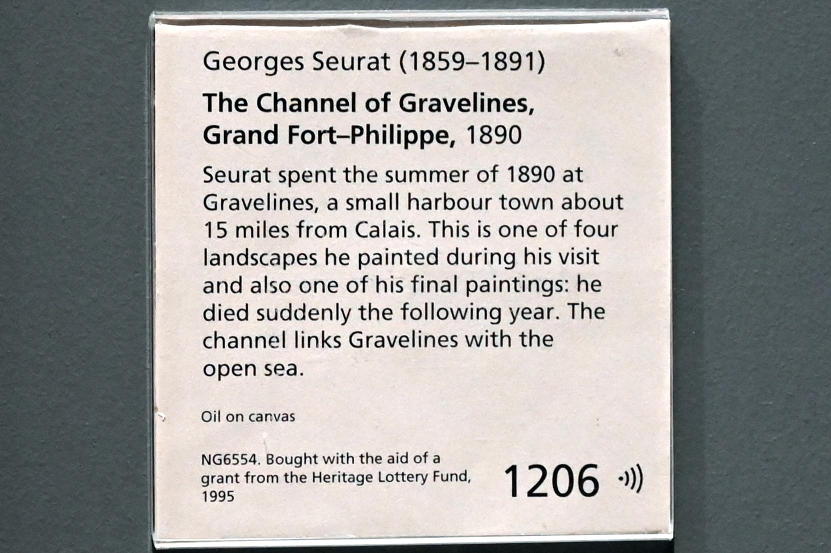 Georges Seurat (1879–1891), Der Kanal von Gravelines in Grand Fort-Philippe, London, National Gallery, Saal 40, 1890, Bild 2/2
