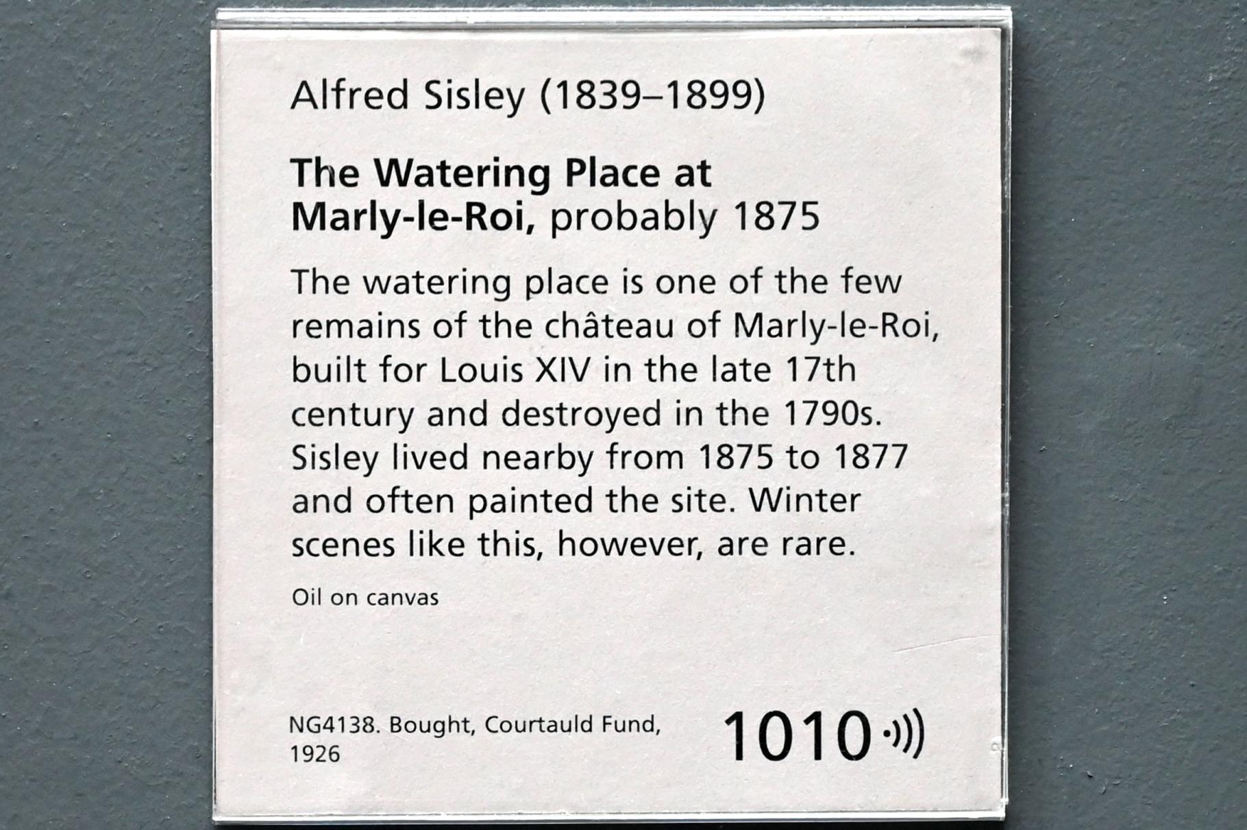 Alfred Sisley (1872–1896), Die Wasserstelle in Marly-le-Roi, London, National Gallery, Saal 44, 1875, Bild 2/2