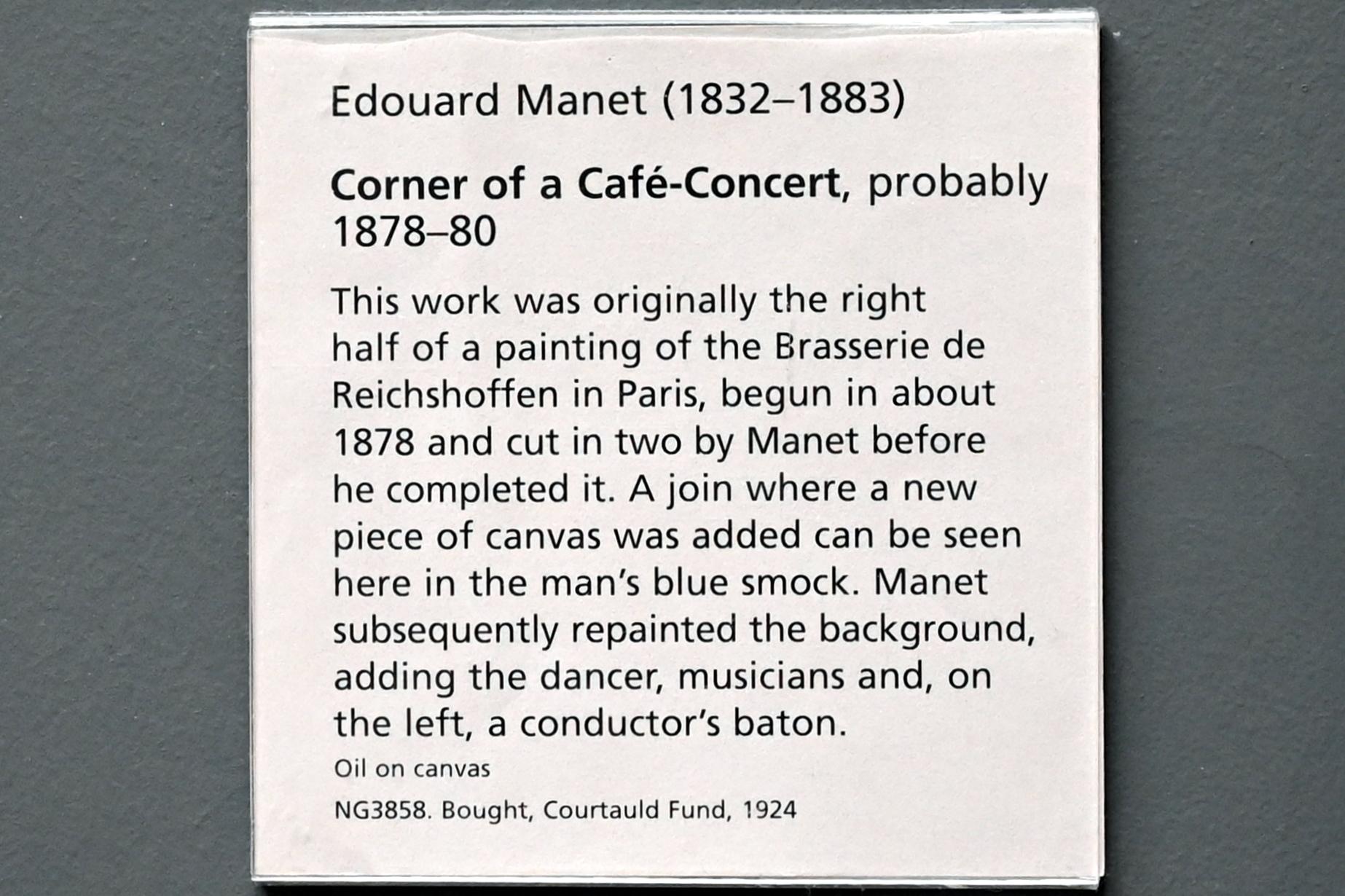 Édouard Manet (1855–1882), Ecke in einem Café-concert, London, National Gallery, Saal 44, 1878–1880, Bild 2/2