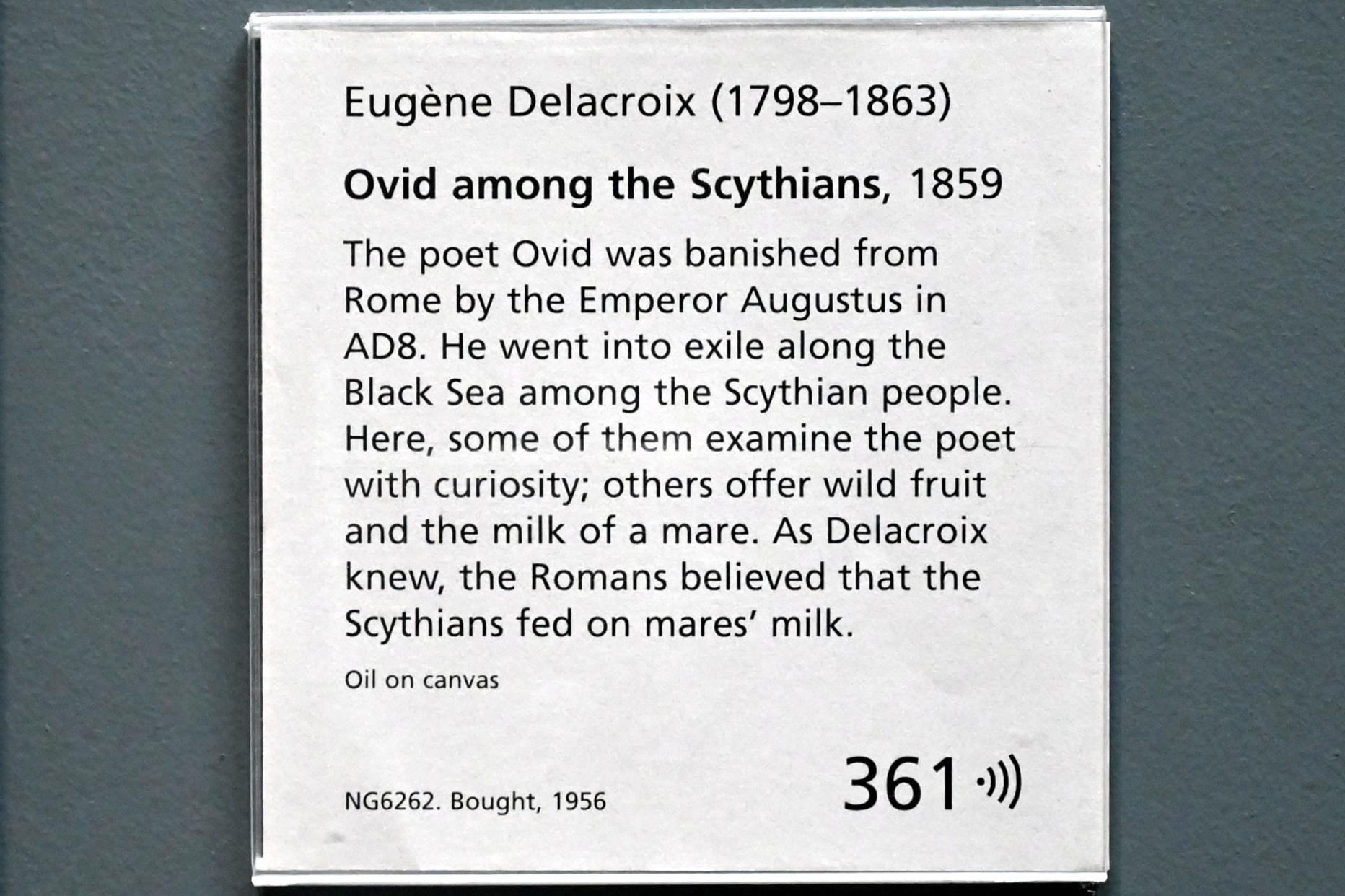 Eugène Delacroix (1820–1862), Ovid unter den Skythen, London, National Gallery, Saal 44, 1859, Bild 2/2