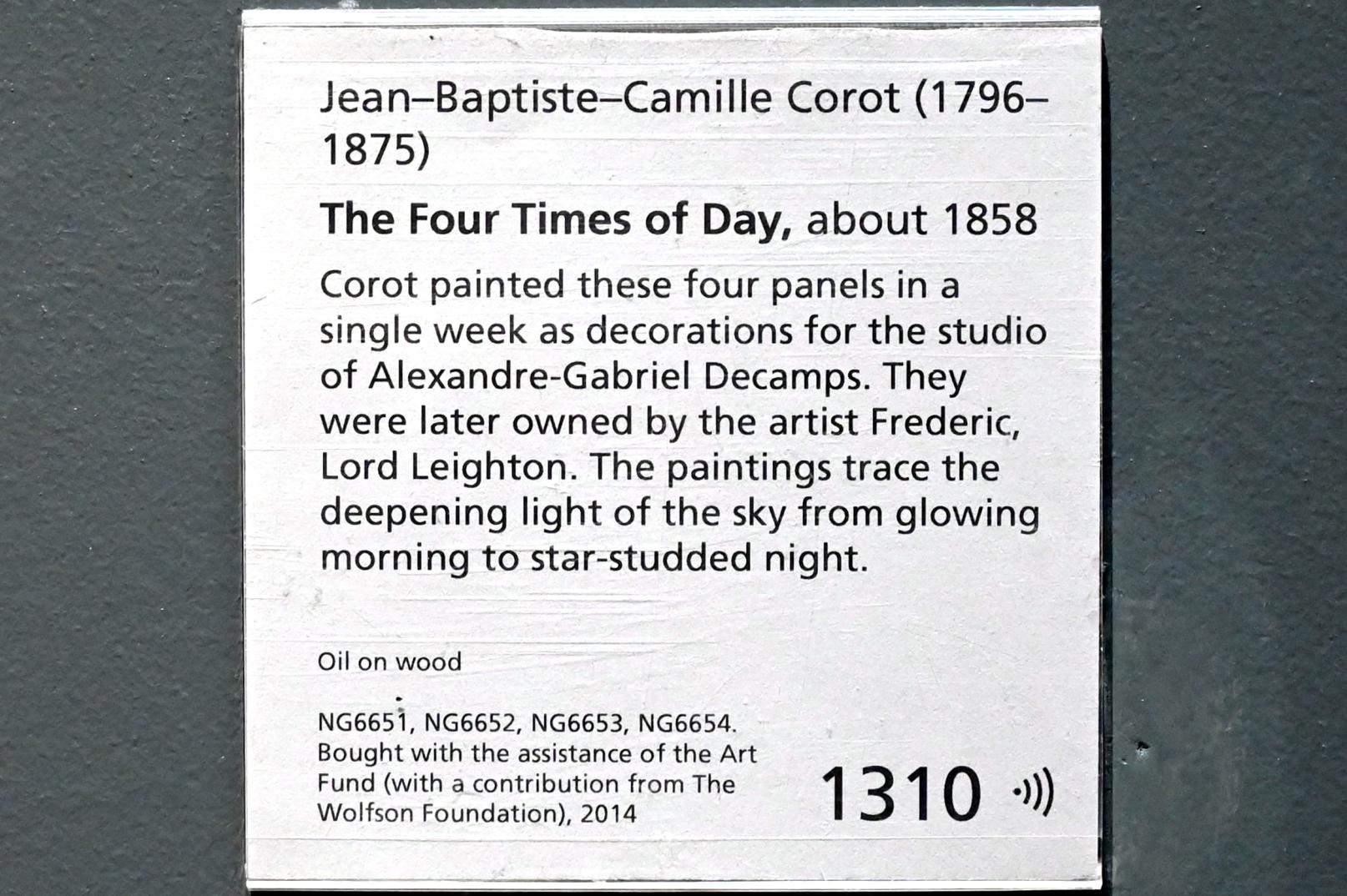 Jean-Baptiste Camille Corot (1823–1874), Die vier Tageszeiten, London, National Gallery, Saal 45, um 1858, Bild 6/6