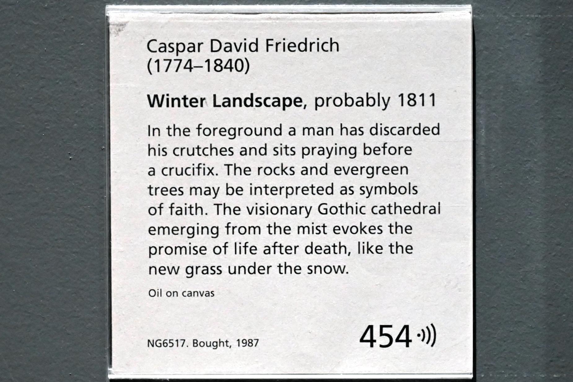 Caspar David Friedrich (1798–1836), Winterlandschaft, London, National Gallery, Saal 45, 1811, Bild 2/2