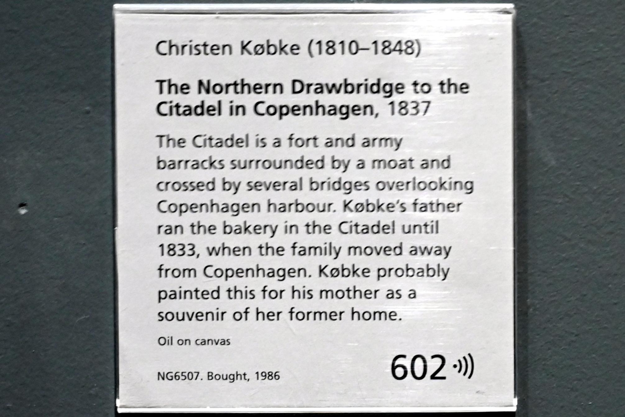Christen Købke (1830–1848), Die Brücke zum Kastell von Kopenhagen, London, National Gallery, Saal 45, 1837, Bild 2/2