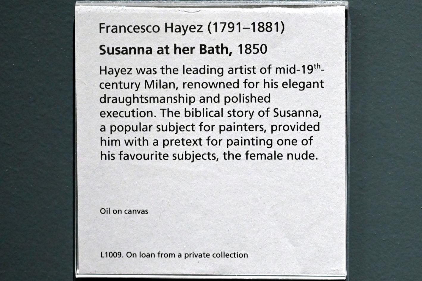 Francesco Hayez (1850), Susanna im Bade, London, National Gallery, Saal 45, 1850, Bild 2/2