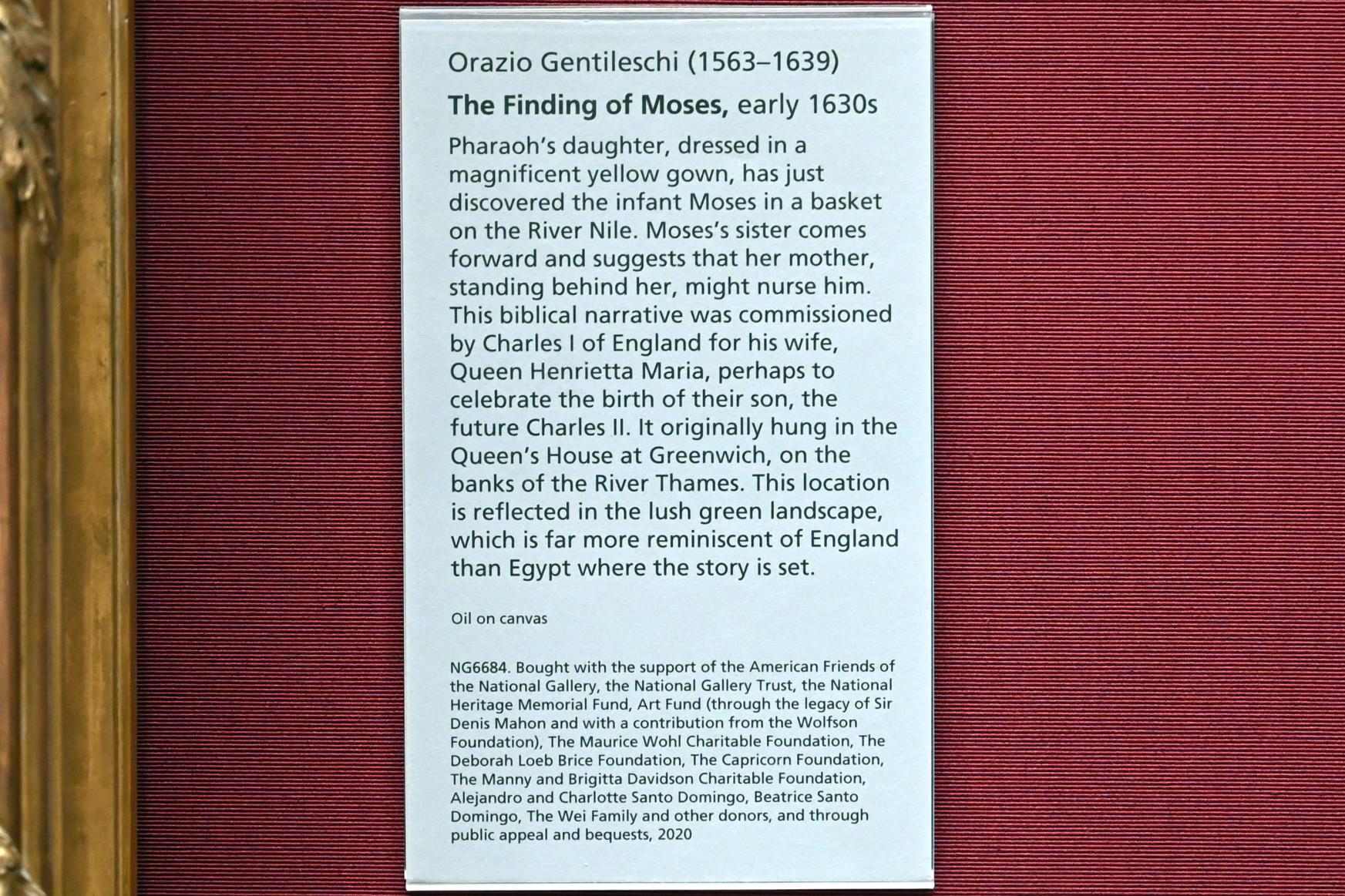 Orazio Gentileschi (1606–1632), Auffindung des Moseknaben, London, National Gallery, Saal 32, um 1630–1635, Bild 2/2