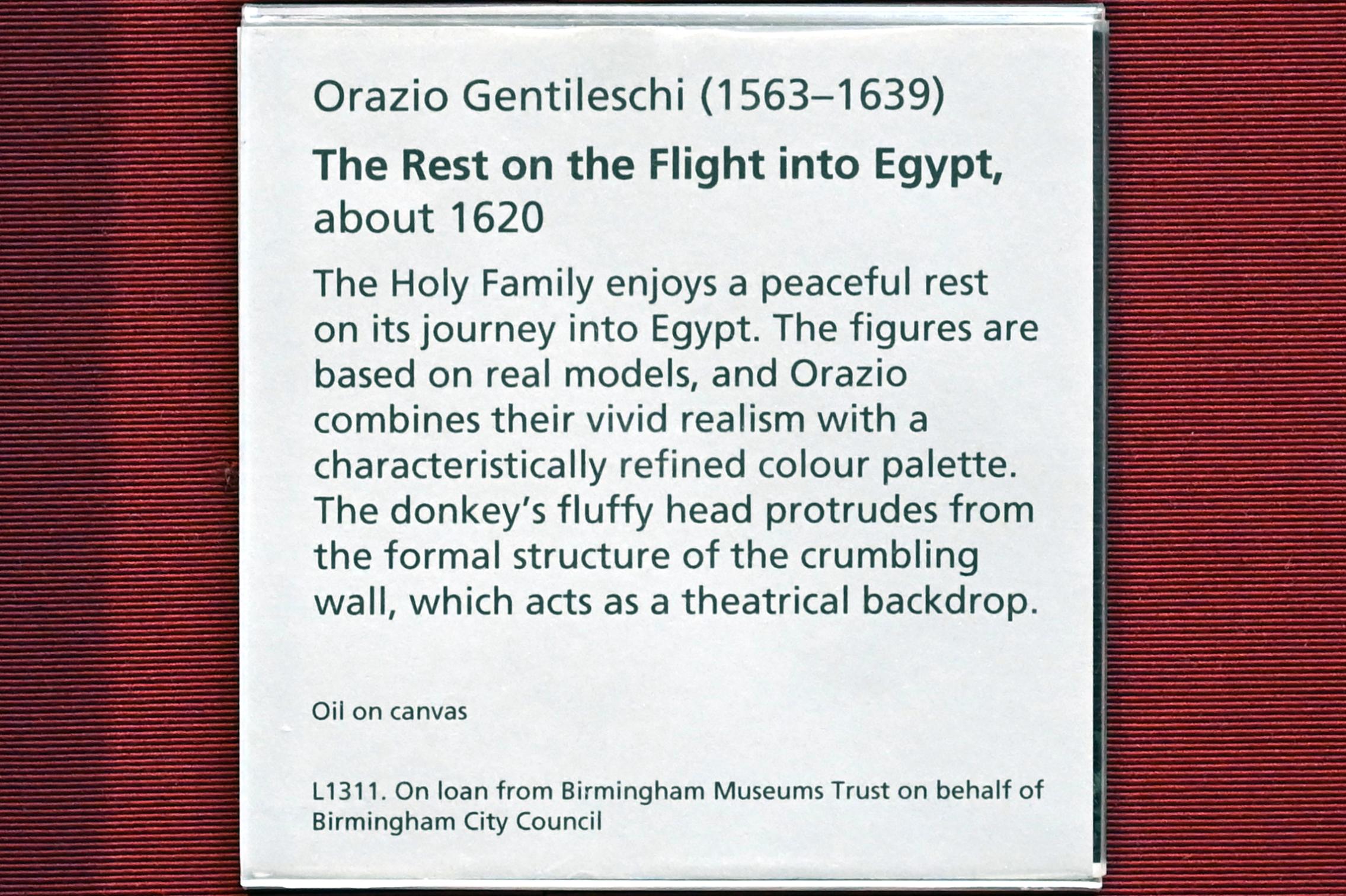 Orazio Gentileschi (1606–1632), Ruhe auf der Flucht nach Ägypten, London, National Gallery, Saal 32, um 1620, Bild 2/2