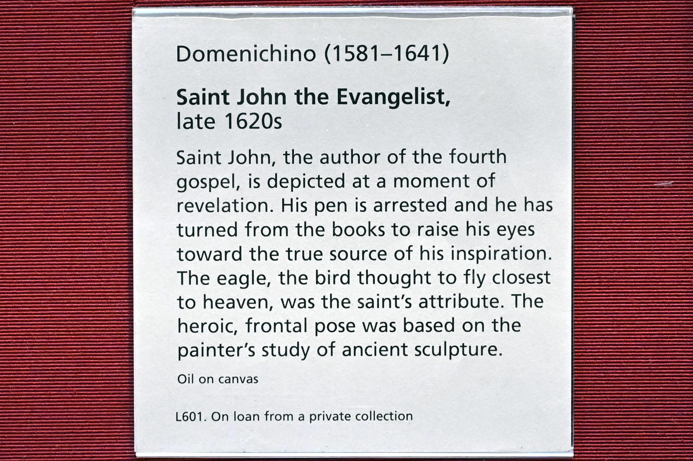 Domenichino (Domenico Zampieri) (1602–1627), Evangelist Johannes, London, National Gallery, Saal 32, um 1625–1630, Bild 2/2