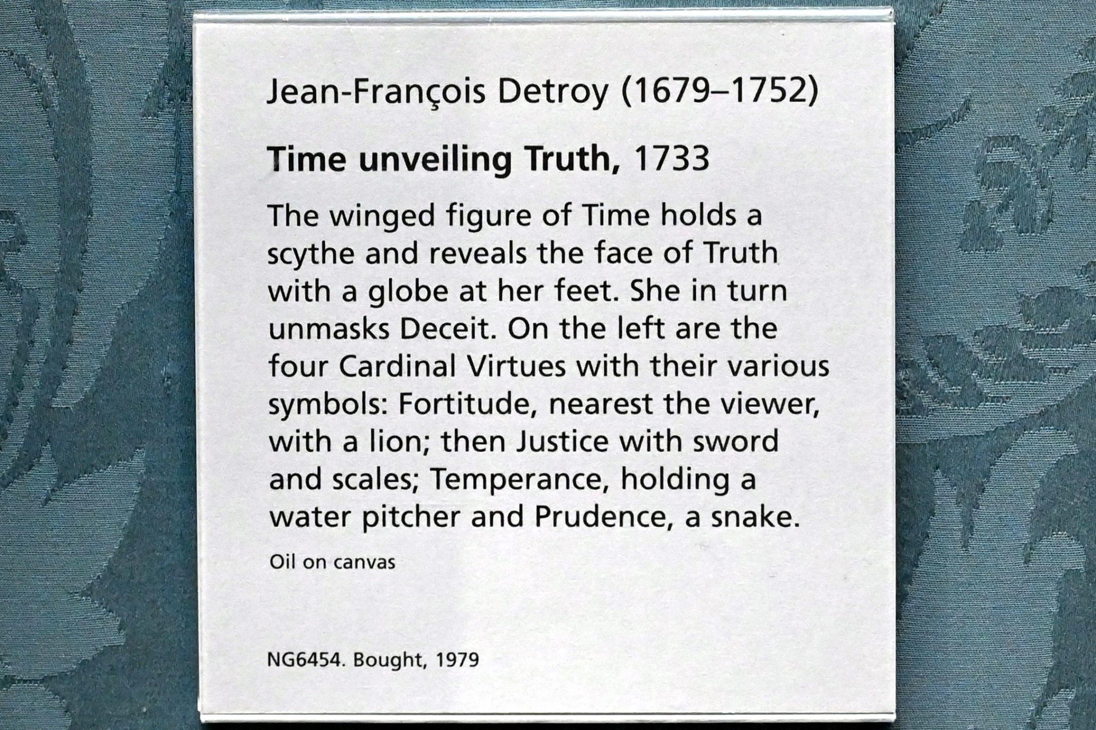 Jean François de Troy (1700–1745), Die Zeit enthüllt die Wahrheit, London, National Gallery, Saal 33, 1733, Bild 2/2