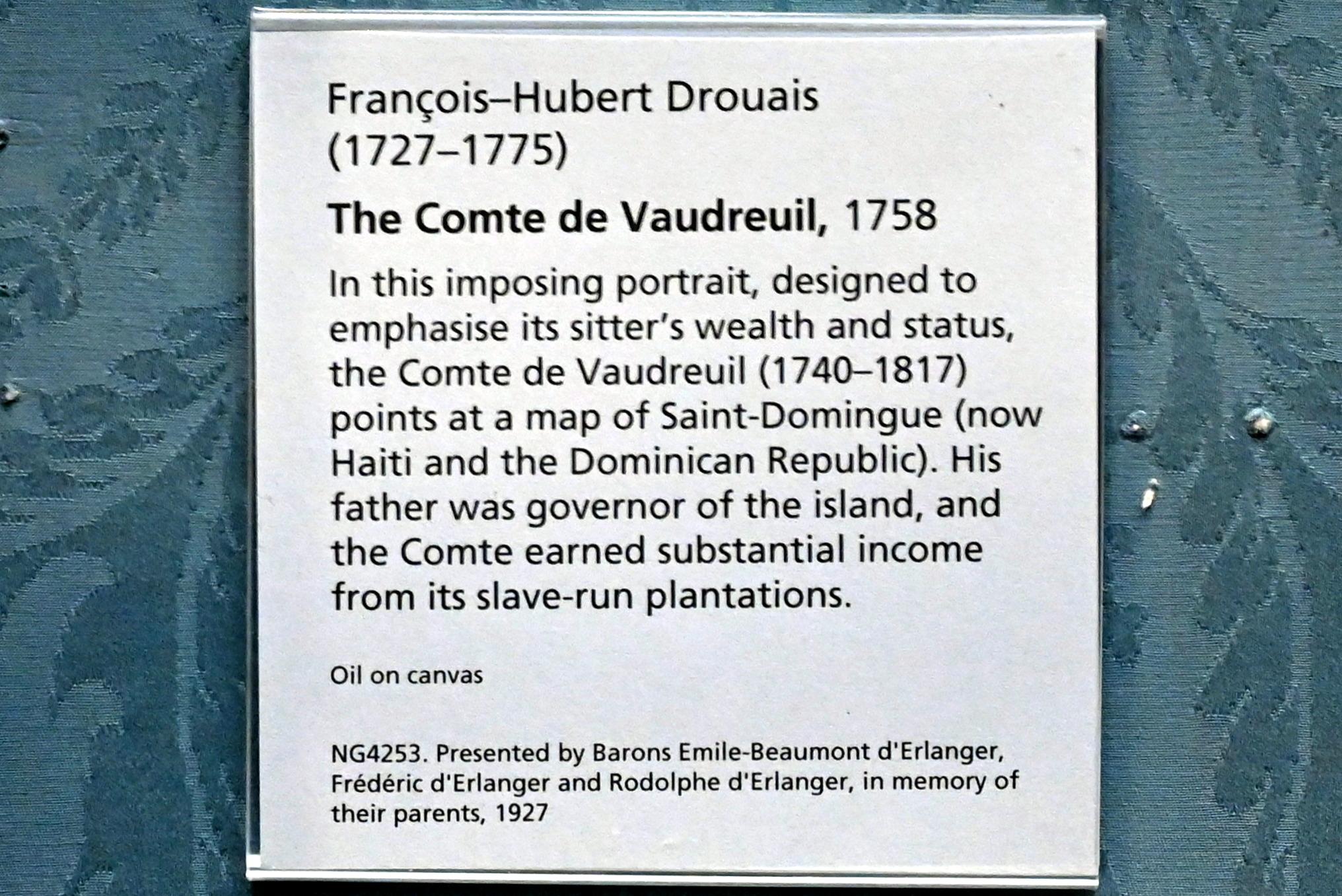 François-Hubert Drouais (1737–1763), Porträt des Comte de Vaudreuil, London, National Gallery, Saal 33, 1758, Bild 2/2