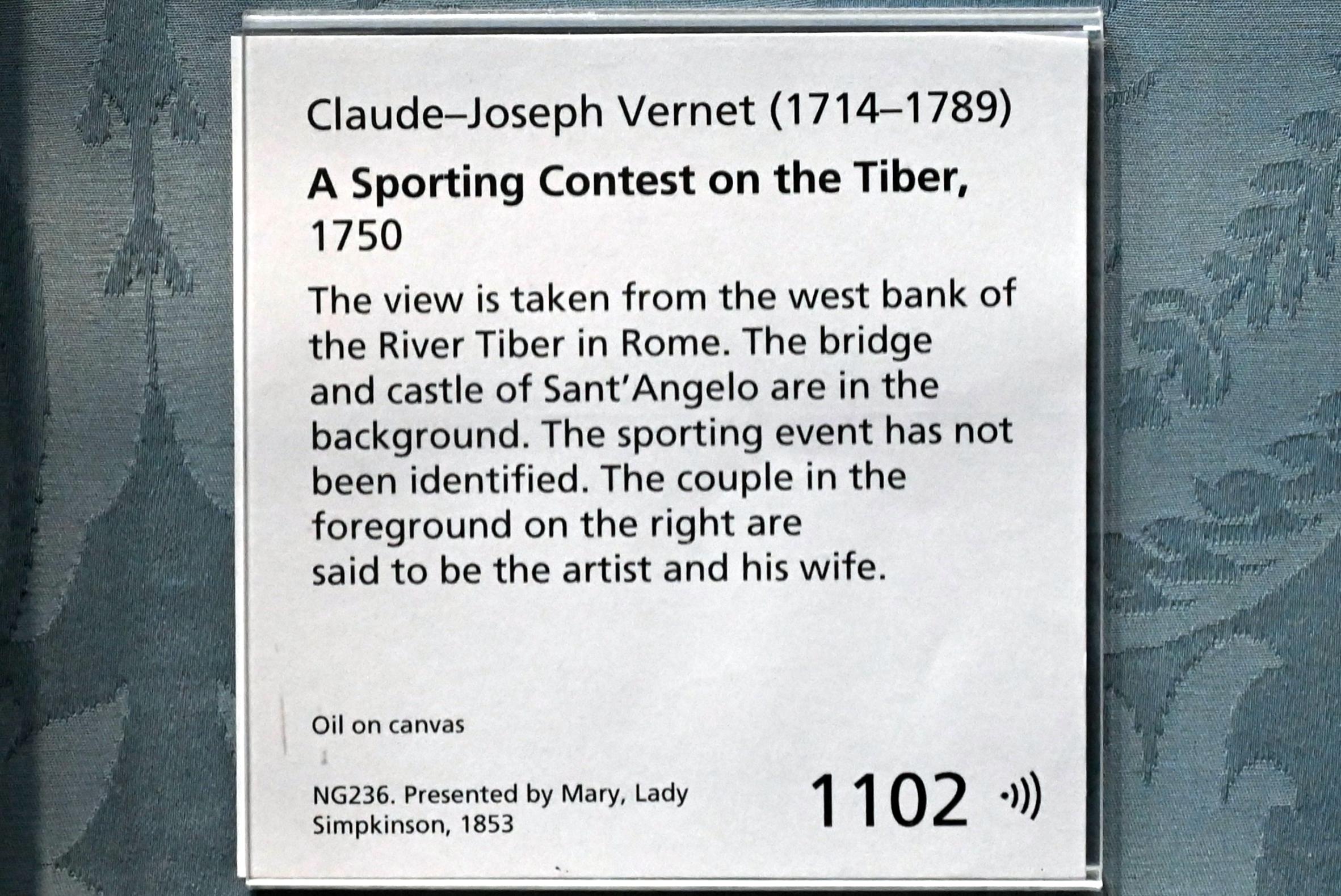 Claude Joseph Vernet (1742–1774), Sportlicher Wettkampf auf dem Tiber, London, National Gallery, Saal 33, 1750, Bild 2/2
