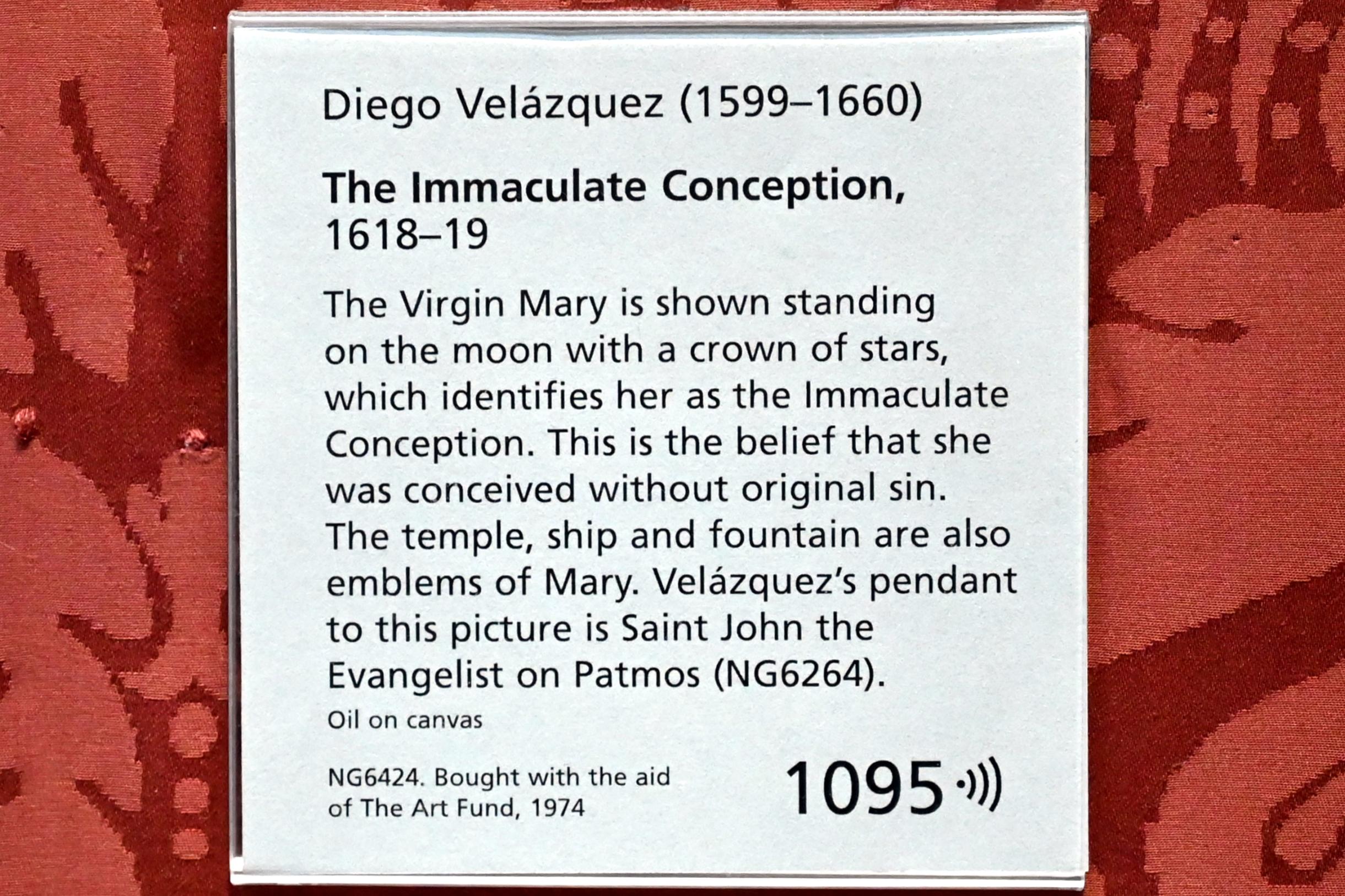 Diego Rodríguez de Silva y Velázquez (1618–1659), Maria Immaculata, London, National Gallery, Saal 30, 1618–1619, Bild 2/2