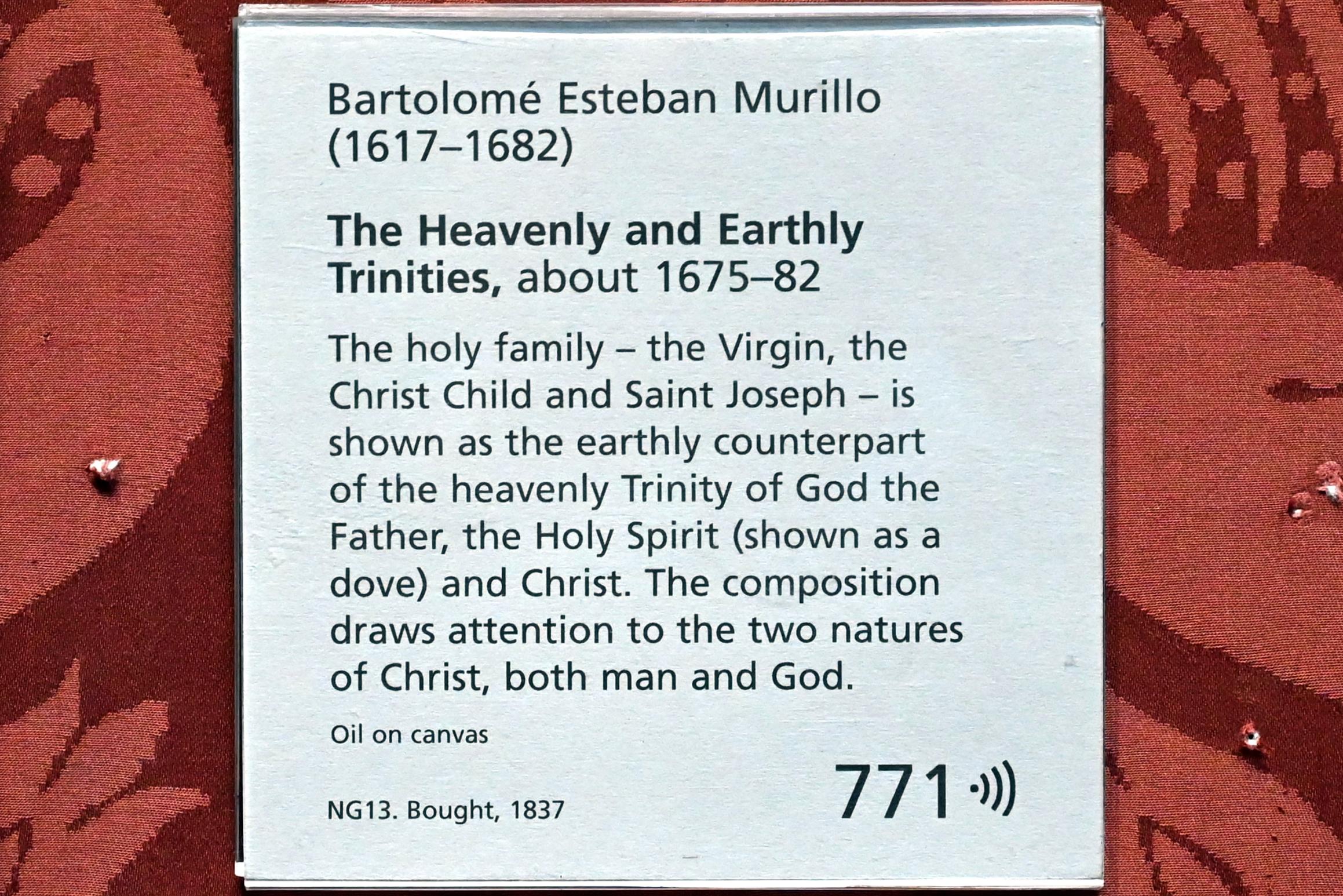 Bartolomé Esteban Murillo (1645–1678), Die himmlische und irdische Trinität, London, National Gallery, Saal 30, um 1675–1682, Bild 2/2