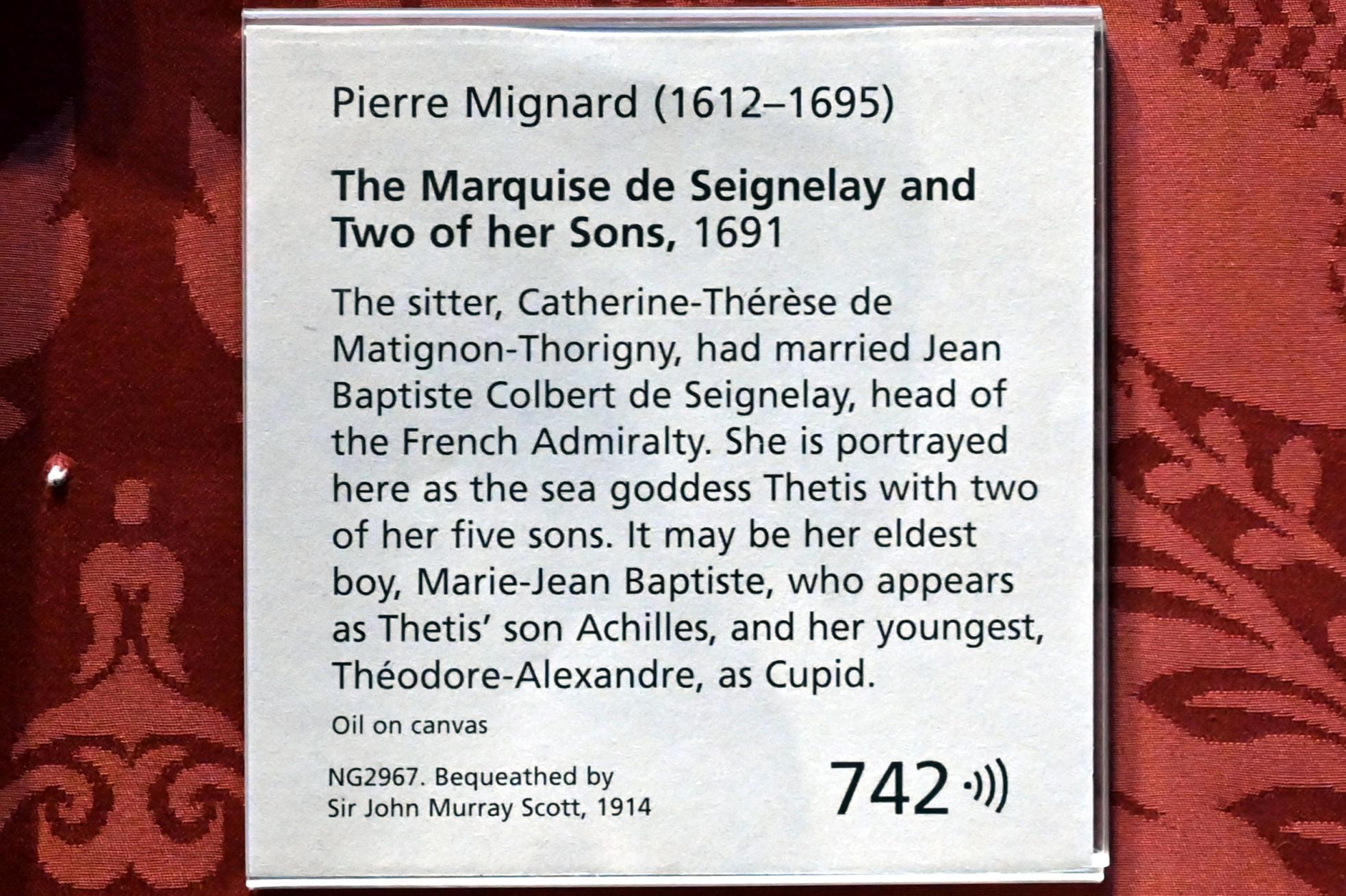 Pierre Mignard (1645–1691), Die Marquise de Seignelay mit zwei ihrer Söhne, London, National Gallery, Saal 31, 1691, Bild 2/2