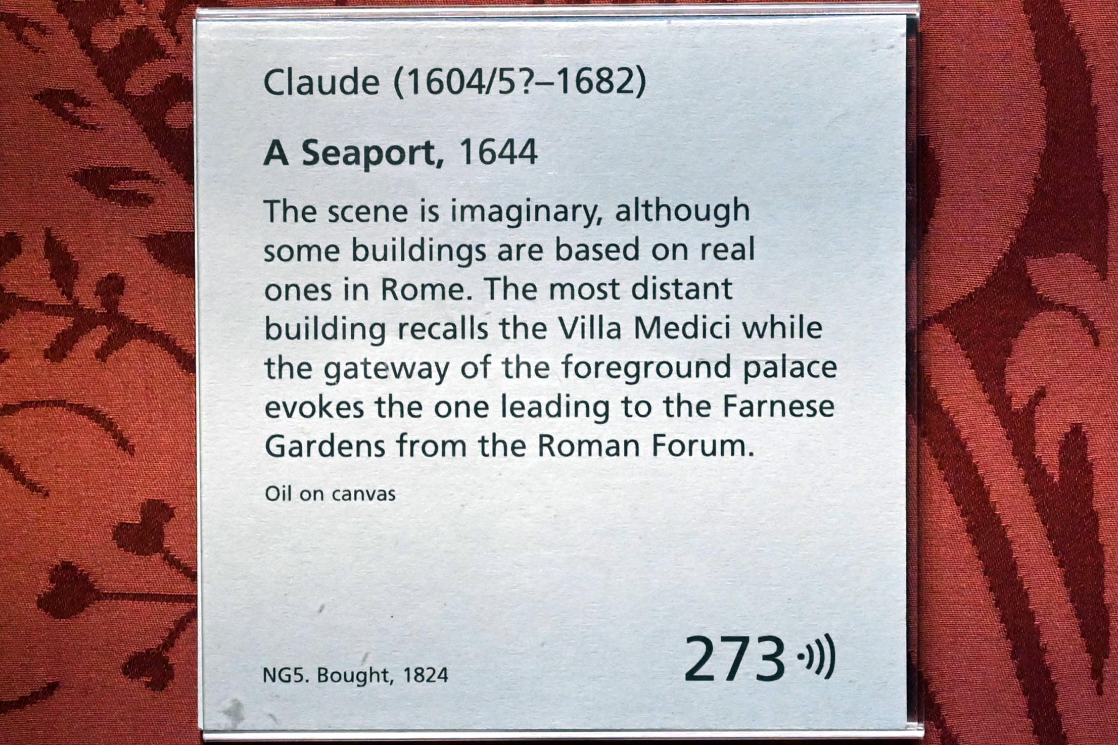 Claude Lorrain (Claude Gellée) (1628–1681), Gesellschaft am Seehafen, London, National Gallery, Saal 31, 1644, Bild 2/2