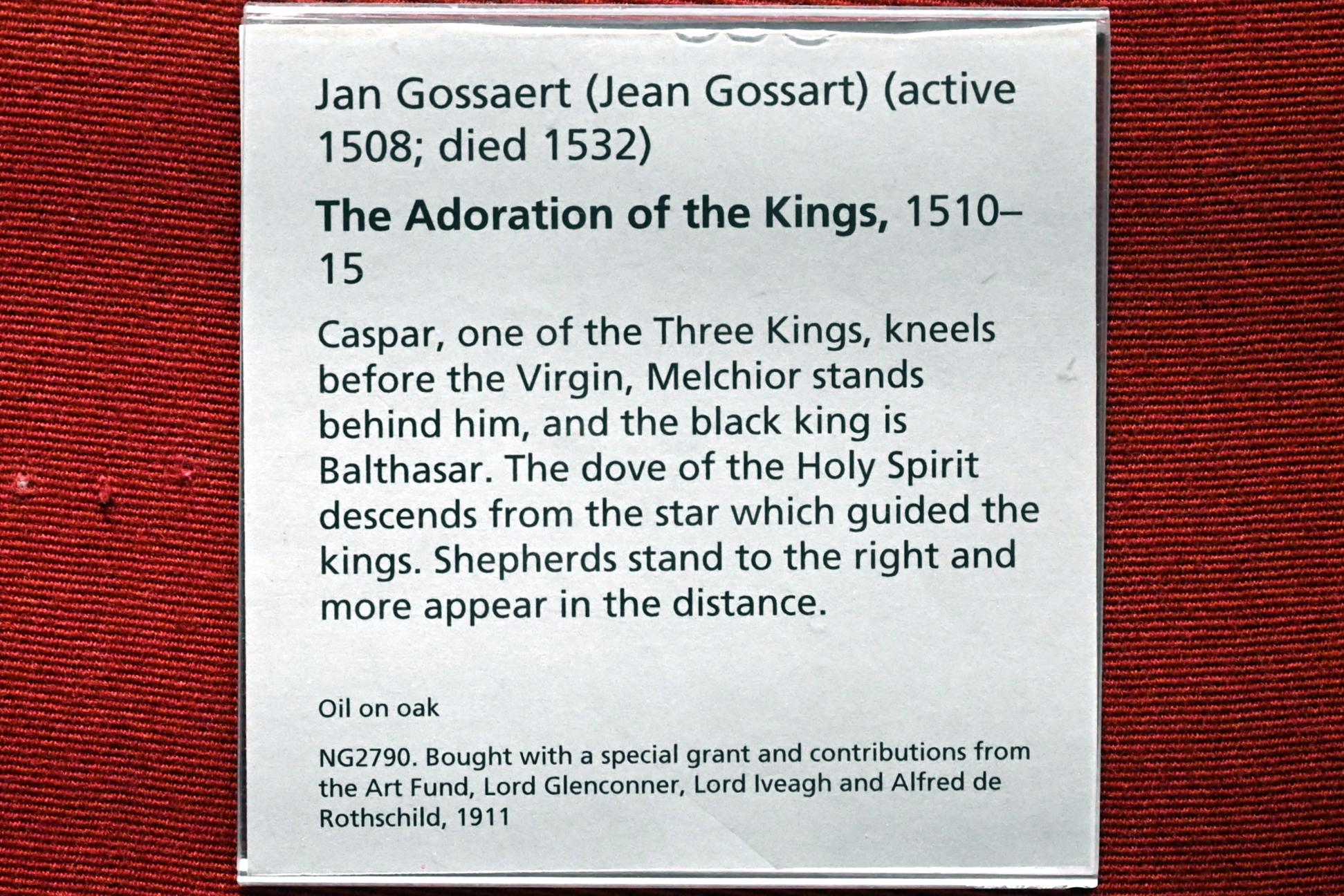 Jan Gossaert (Mabuse) (1505–1531), Anbetung der Könige, London, National Gallery, Saal 14, 1510–1515, Bild 2/2