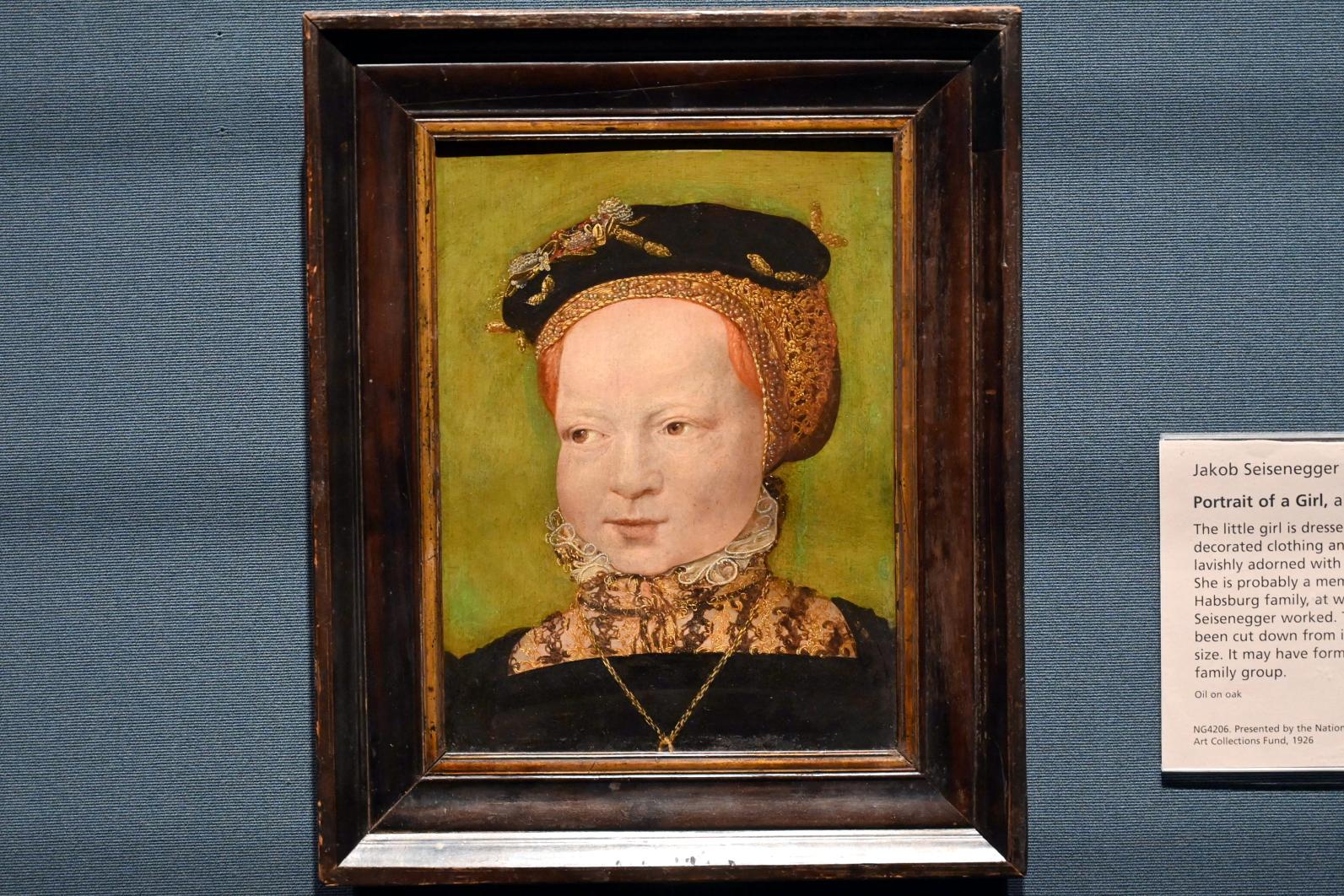 Jakob Seisenegger (1532–1560), Porträt eines Mädchens, London, National Gallery, Saal 16, um 1545–1550