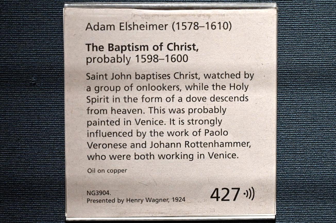 Adam Elsheimer (1597–1609), Taufe Christi, London, National Gallery, Saal 17, 1598–1600, Bild 2/2