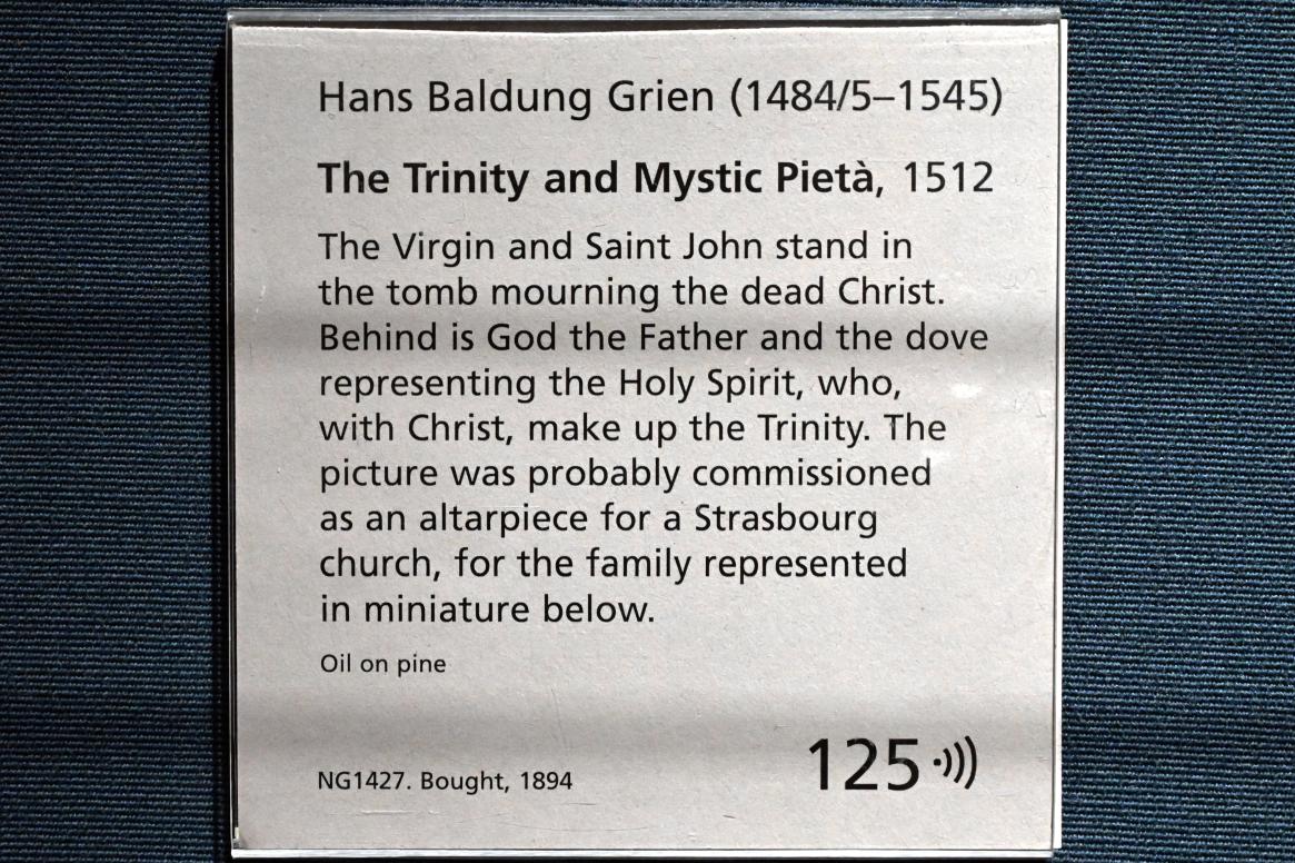 Hans Baldung Grien (1500–1544), Heilige Dreifaltigkeit und mystische Pietà, London, National Gallery, Saal 17, 1512, Bild 2/2