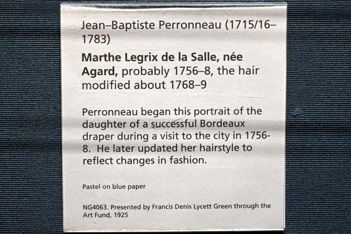 Jean-Baptiste Perronneau (1743–1757), Porträt der Marthe Legrix de la Salle, geb. Agard, London, National Gallery, Saal 17a, um 1756–1758, Bild 2/2