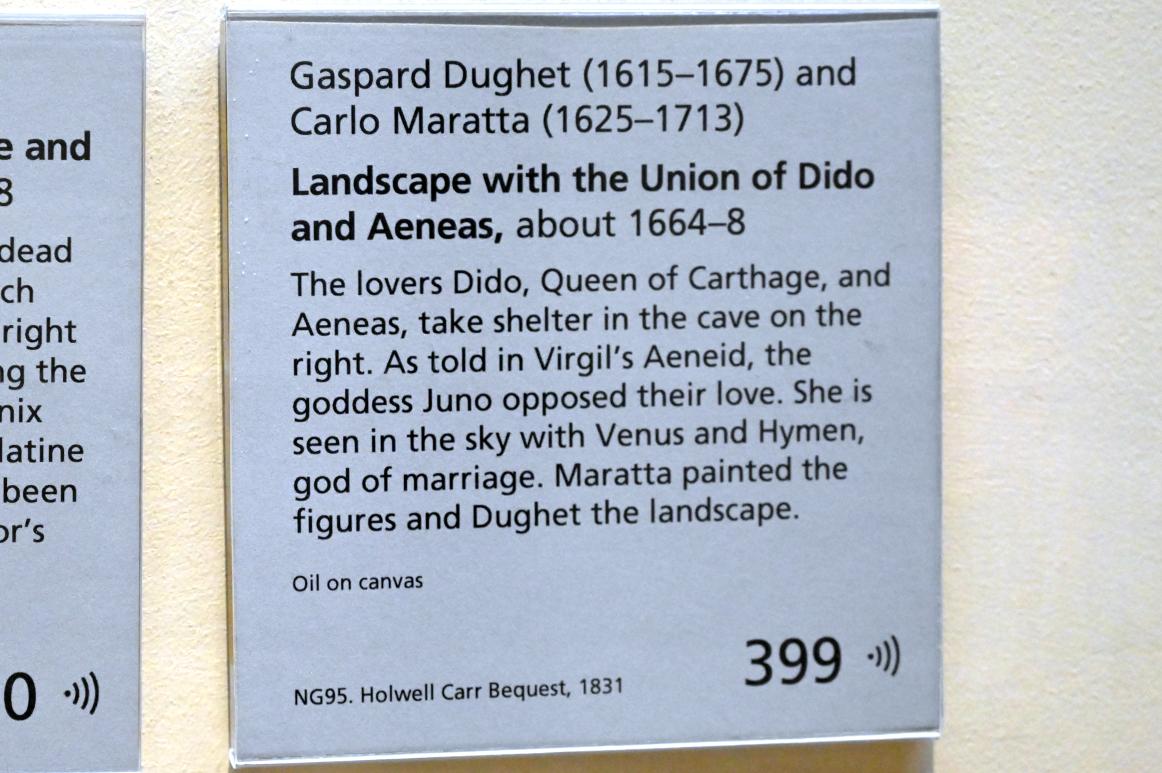 Carlo Maratta (1657–1704), Vereinigung von Dido und Aeneas, London, National Gallery, Treppenhaus 3, um 1664–1668, Bild 2/2