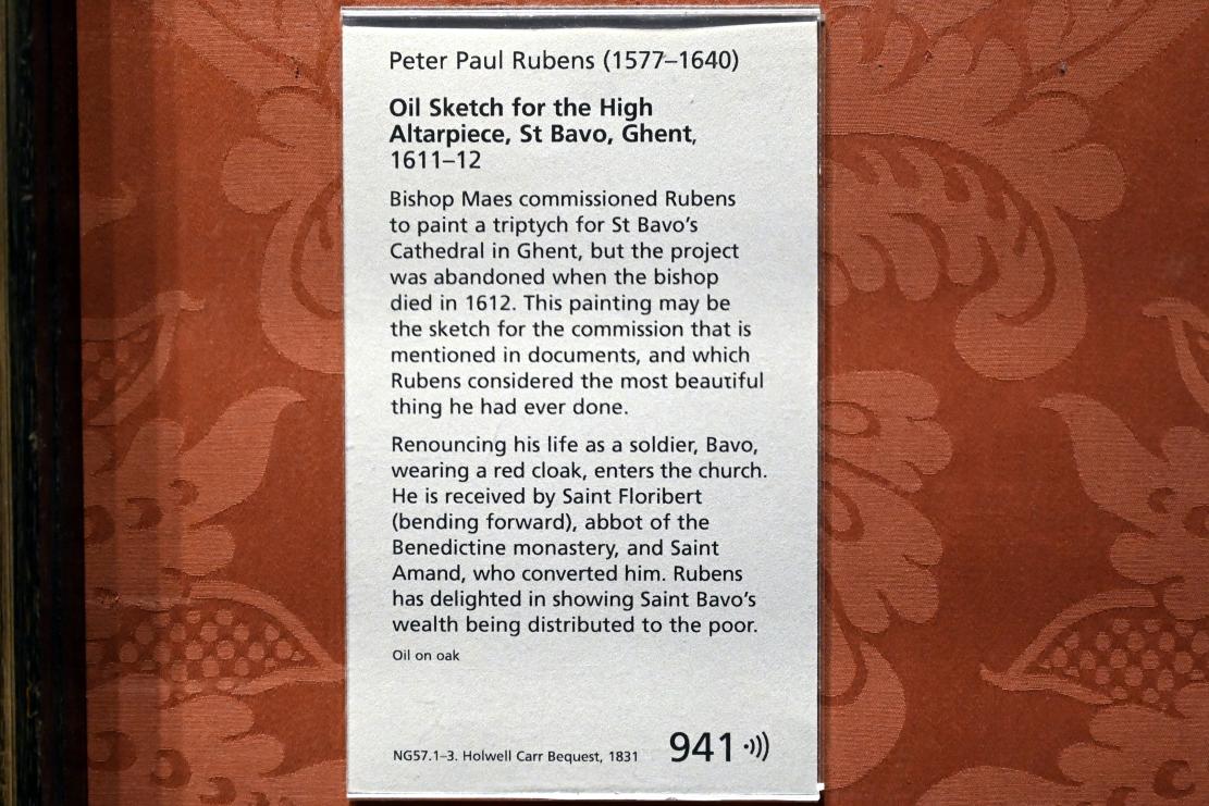 Peter Paul Rubens (1598–1640), Ölskizze des Hochaltarbildes der St.-Bavo-Kathedrale in Gent, London, National Gallery, Saal 18, 1611–1612, Bild 2/2