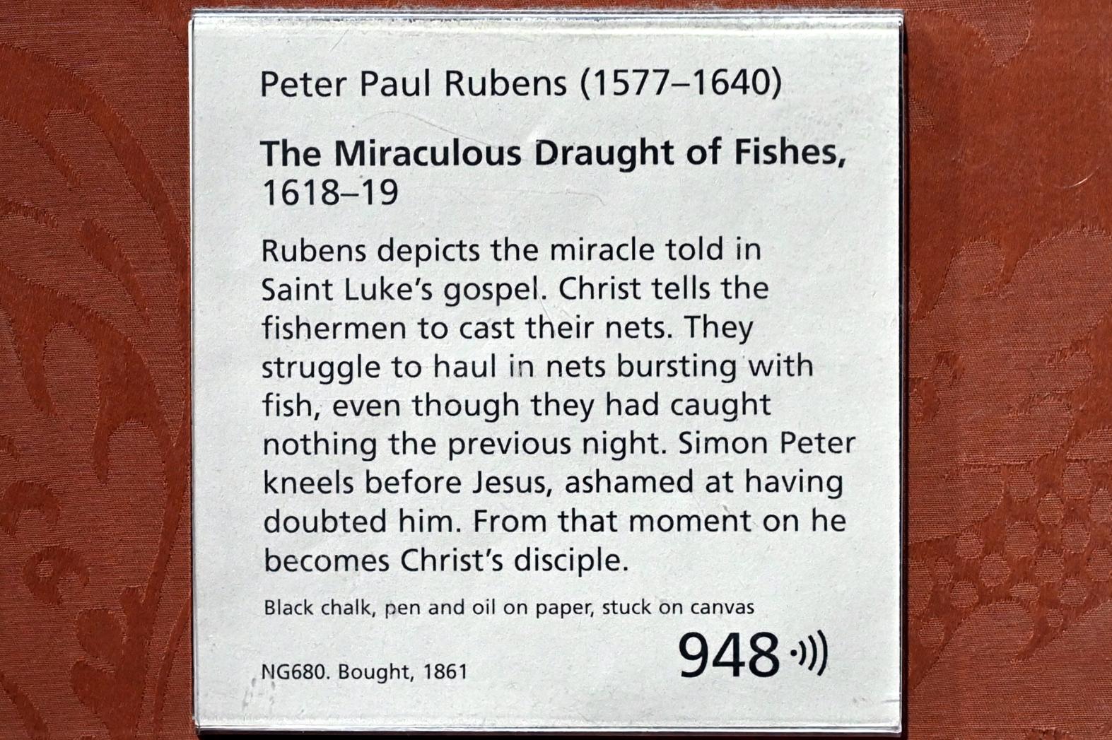 Peter Paul Rubens (1598–1650), Der wunderbare Fischzug, London, National Gallery, Saal 18, 1618–1619, Bild 2/2