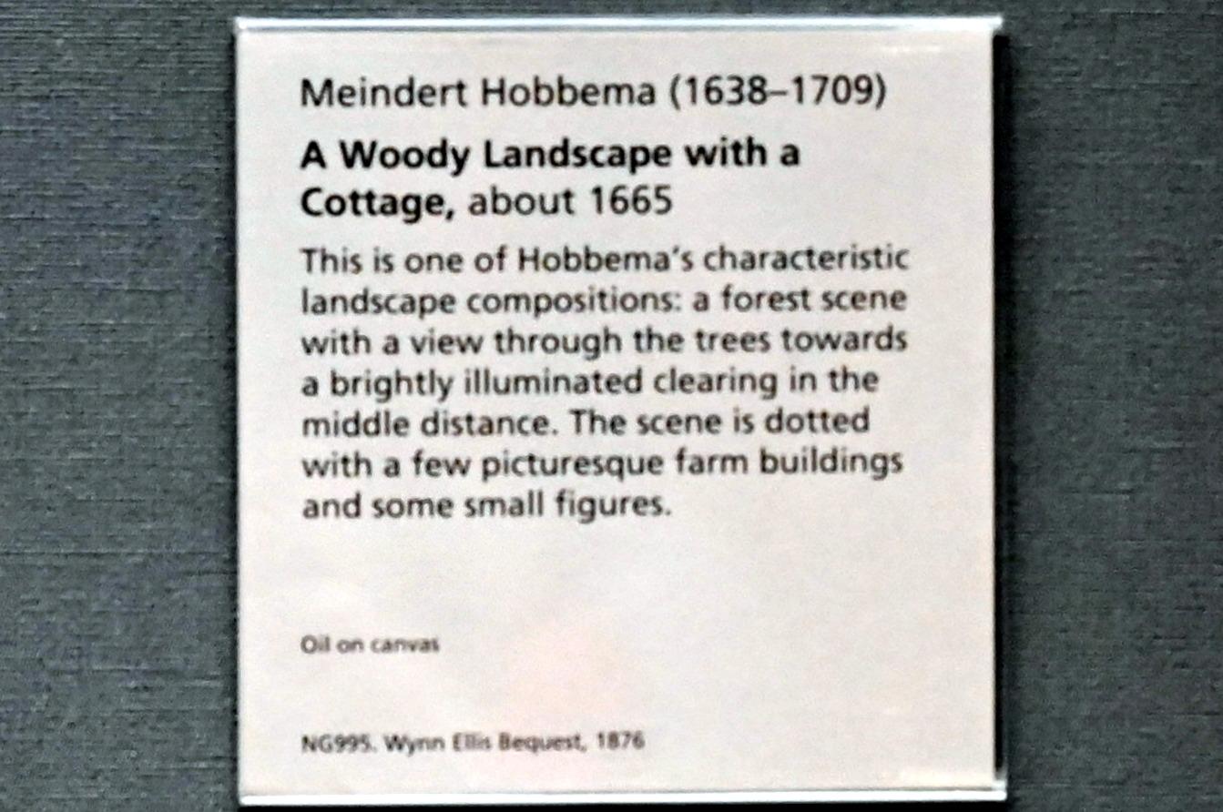 Meindert Hobbema (1660–1670), Bewaldete Landschaft mit Hütte, London, National Gallery, Saal 19, um 1665, Bild 2/2