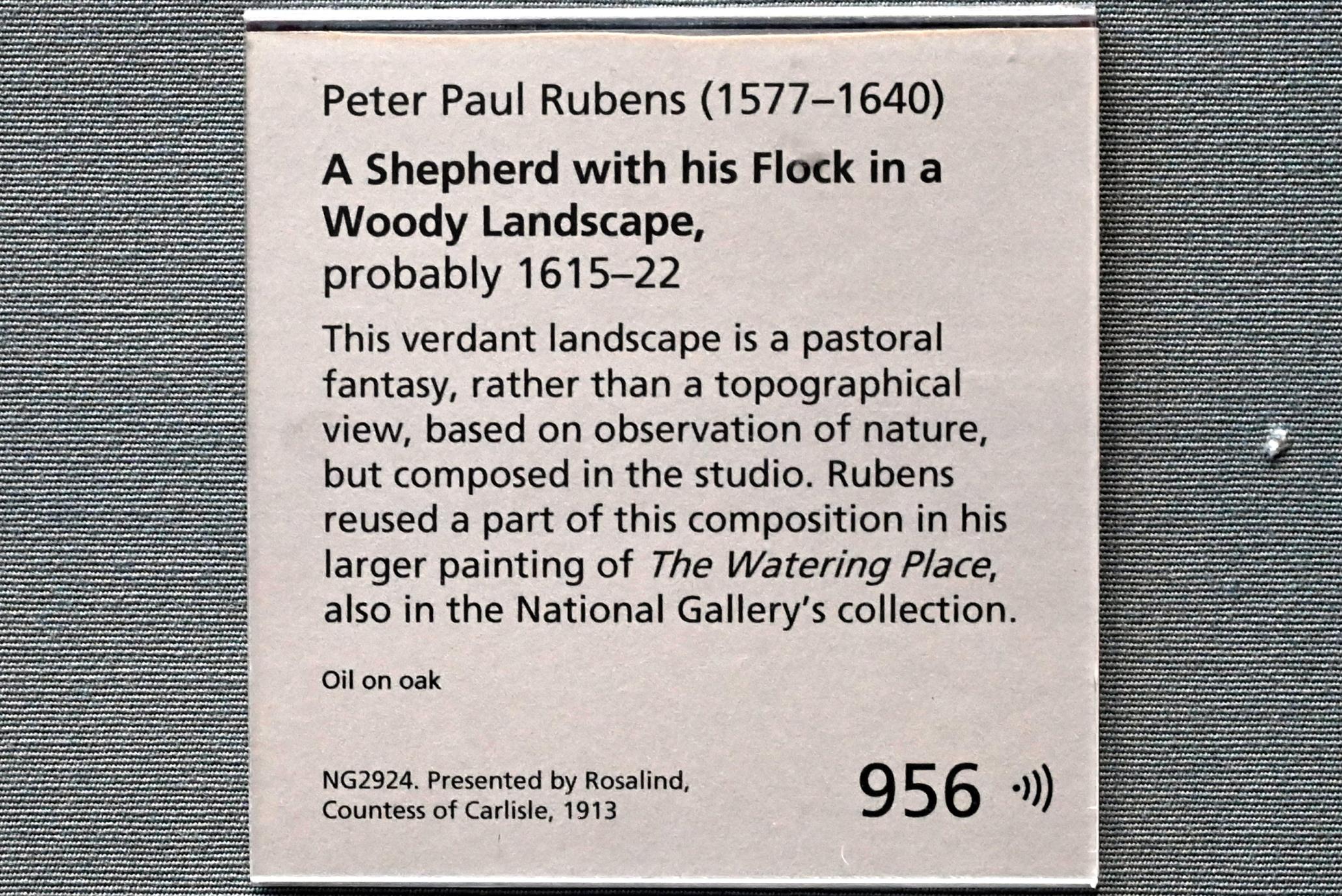 Peter Paul Rubens (1598–1640), Schäfer mit Herde in einer Waldlandschaft, London, National Gallery, Saal 20, um 1615–1622, Bild 2/2