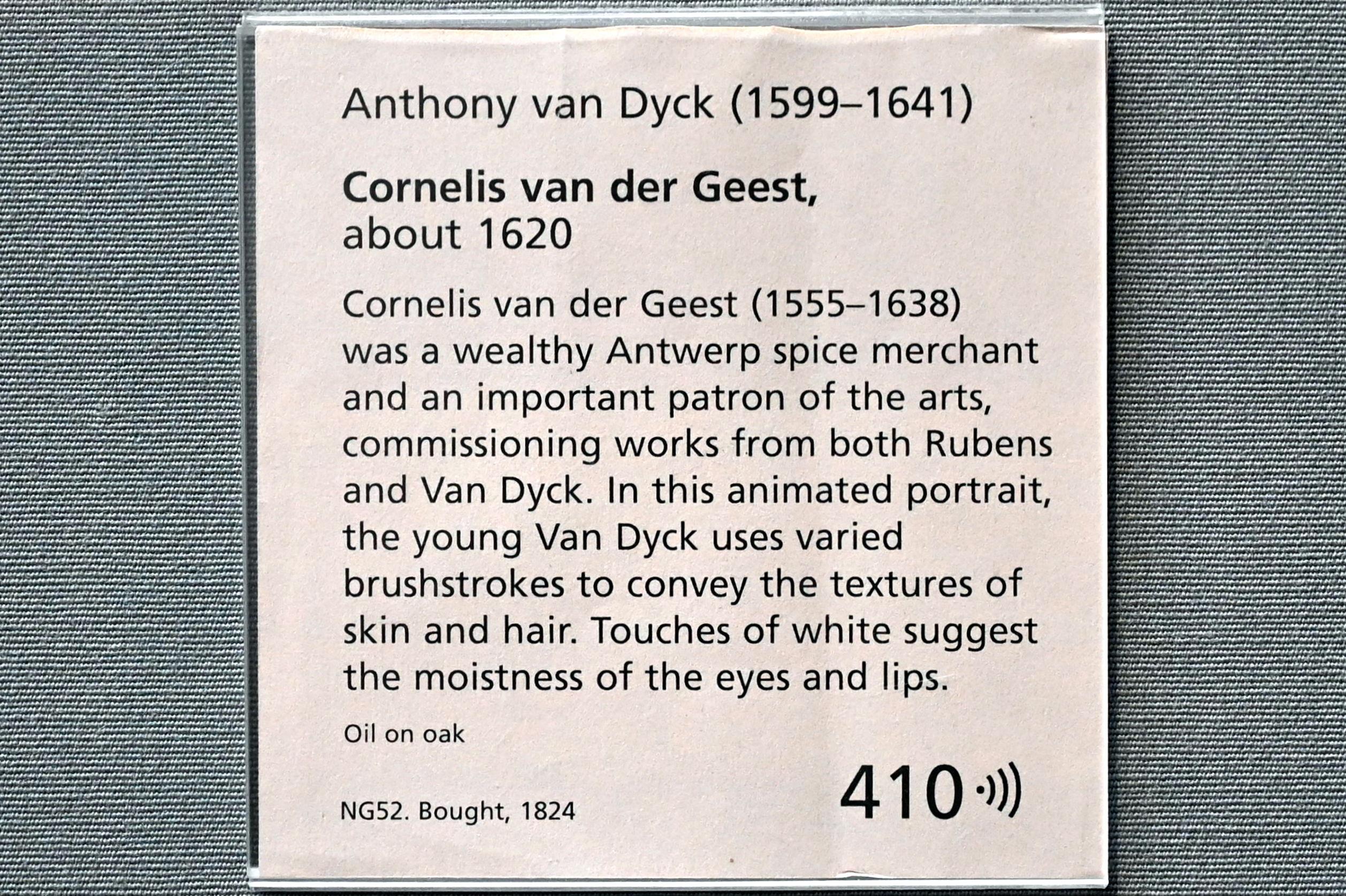 Anthonis (Anton) van Dyck (1614–1641), Porträt des Cornelis van der Geest, London, National Gallery, Saal 21, um 1620, Bild 2/2