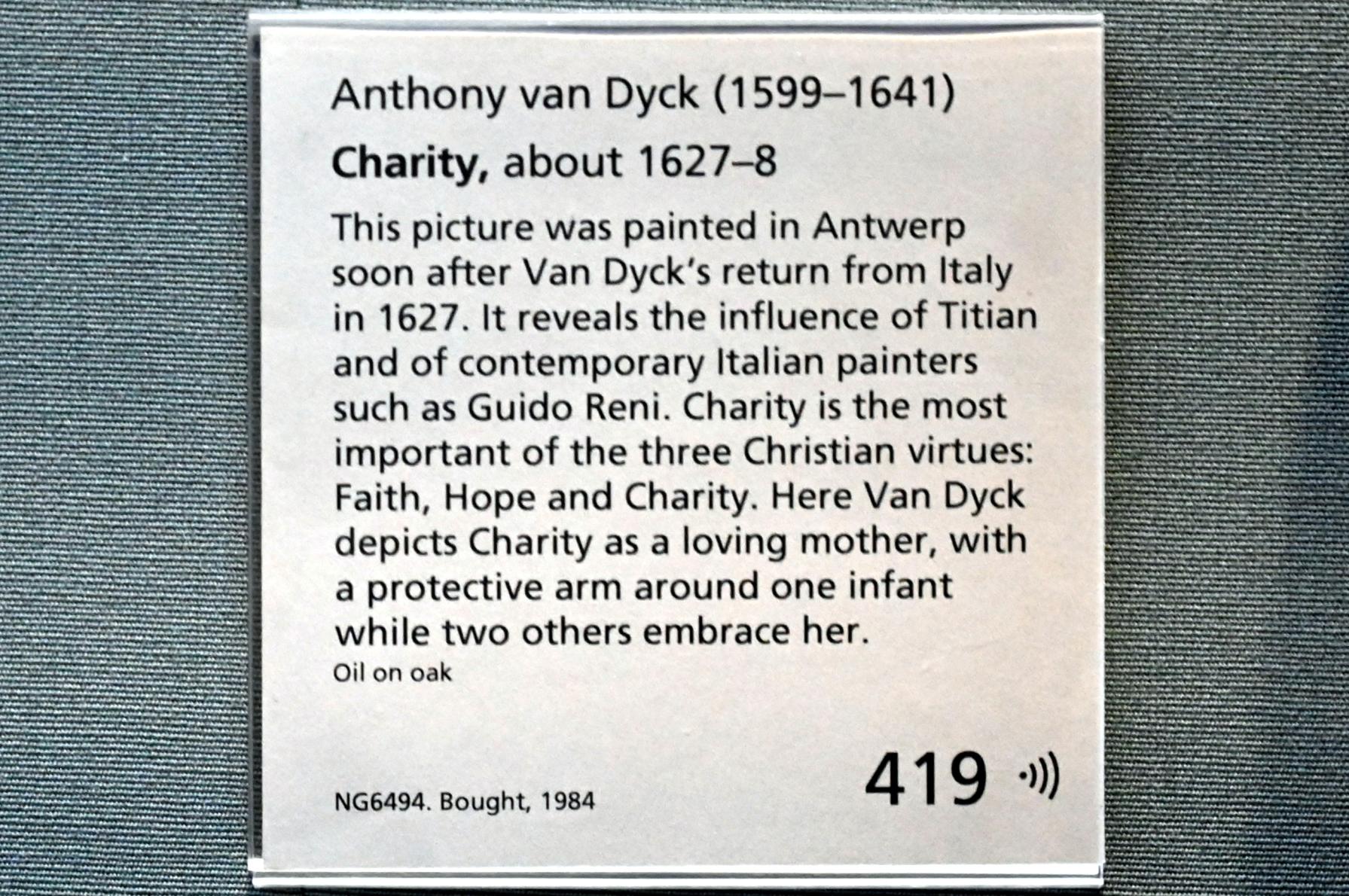 Anthonis (Anton) van Dyck (1614–1641), Caritas, London, National Gallery, Saal 21, um 1627–1628, Bild 2/2