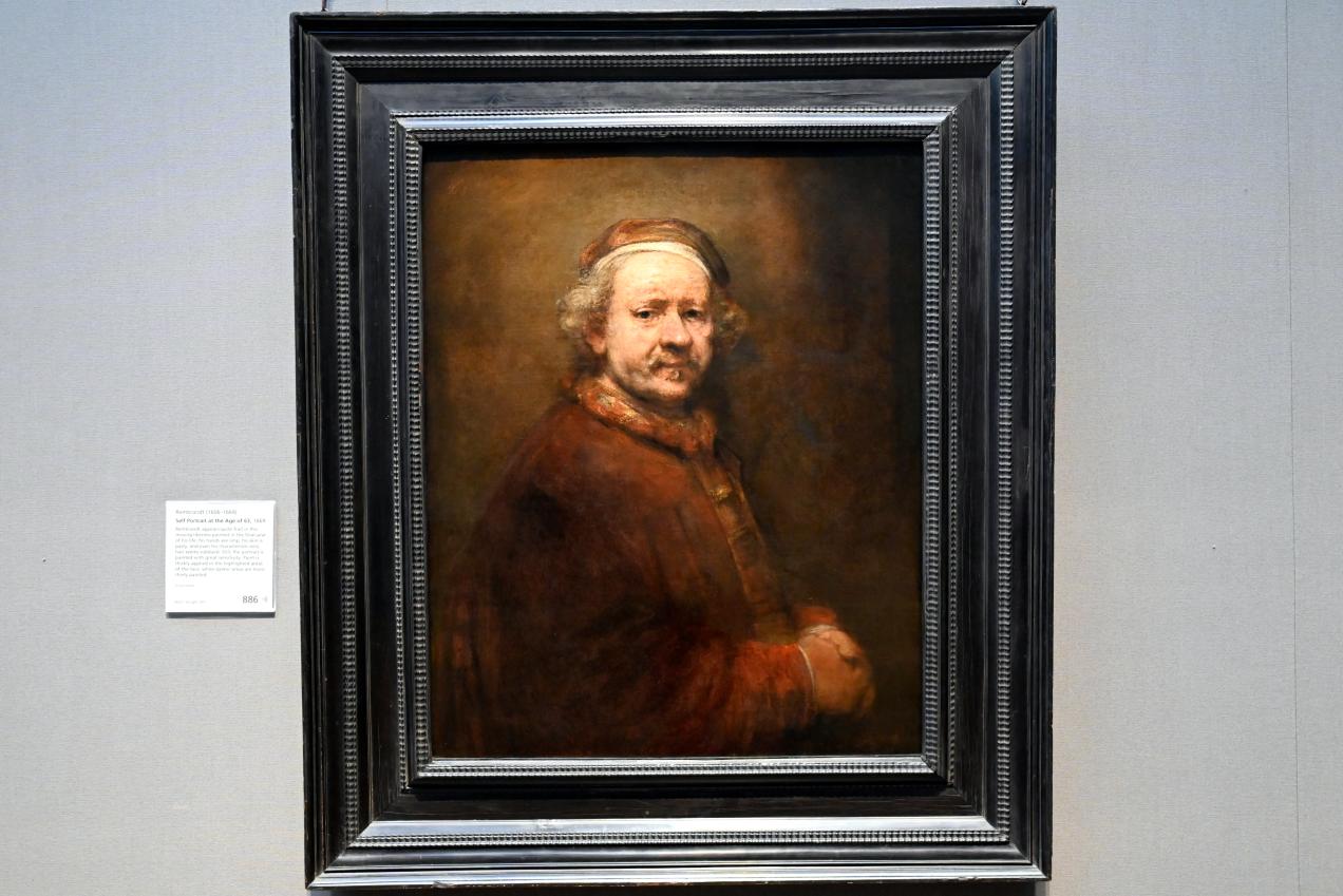 Rembrandt (Rembrandt Harmenszoon van Rijn) (1627–1669), Selbstporträt im Alter von 63 Jahren, London, National Gallery, Saal 22, 1669