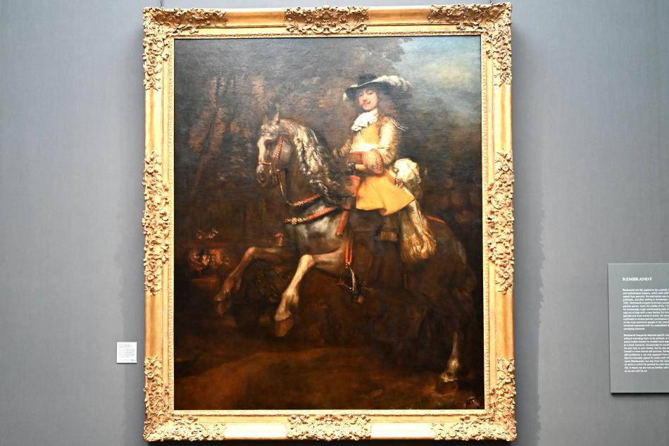 Rembrandt (Rembrandt Harmenszoon van Rijn) (1627–1669), Porträt des Frederick Rihel zu Pferde, London, National Gallery, Saal 22, um 1663, Bild 1/2