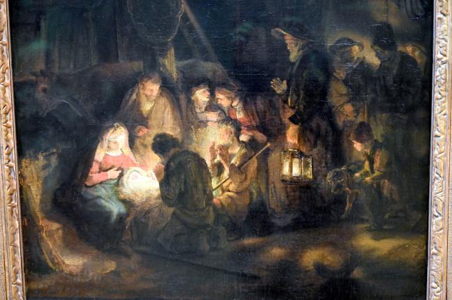 Rembrandt (Nachfolger) (1629–1669), Anbetung der Hirten, London, National Gallery, Saal 22, 1646, Bild 2/3