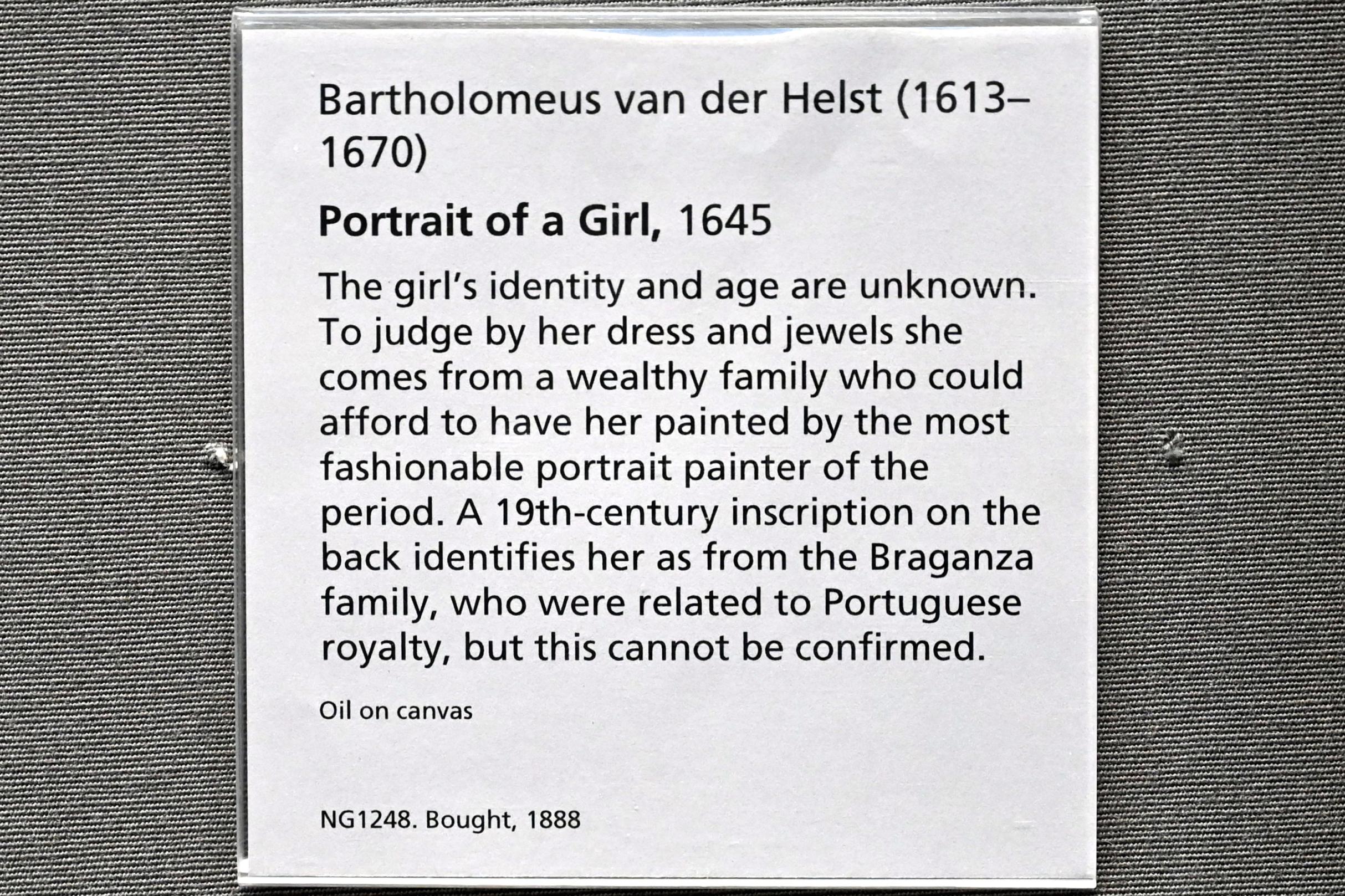 Bartholomeus van der Helst (1640–1669), Porträt eines Mädchens, London, National Gallery, Saal 23, 1645, Bild 2/2