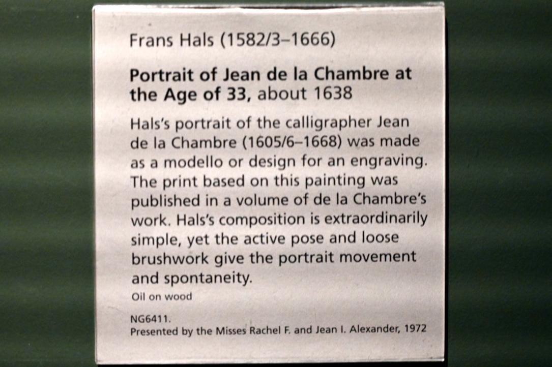 Frans Hals (1616–1664), Porträt des Jean de la Chambre im Alter von 33 Jahren, London, National Gallery, Saal 25, um 1638, Bild 2/2