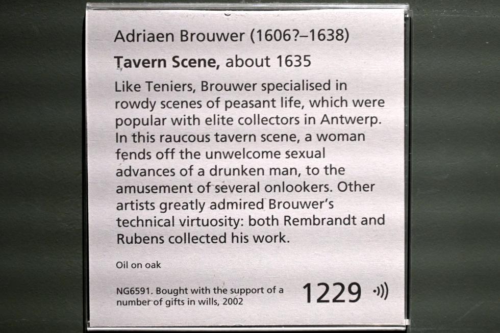 Adriaen Brouwer (1631–1637), Kneipenszene, London, National Gallery, Saal 25, um 1635, Bild 2/2