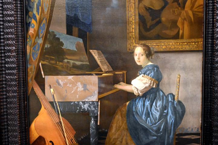 Jan Vermeer (Johannes Vermeer) (1654–1672), Junge Frau sitzend an einem Virginal, London, National Gallery, Saal 27, um 1670–1672, Bild 2/3