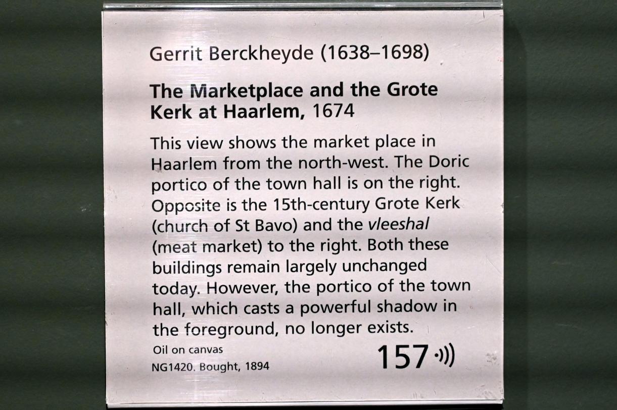 Gerrit Adriaenszoon Berckheyde (1661–1690), Marktplatz und St.-Bavo-Kirche in Haarlem, London, National Gallery, Saal 26, 1674, Bild 2/2